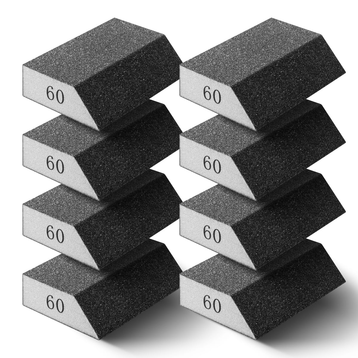 8 Pack 60 Grit Angled Sanding Sponge Blocks for Wood & Wall, Wet Dry