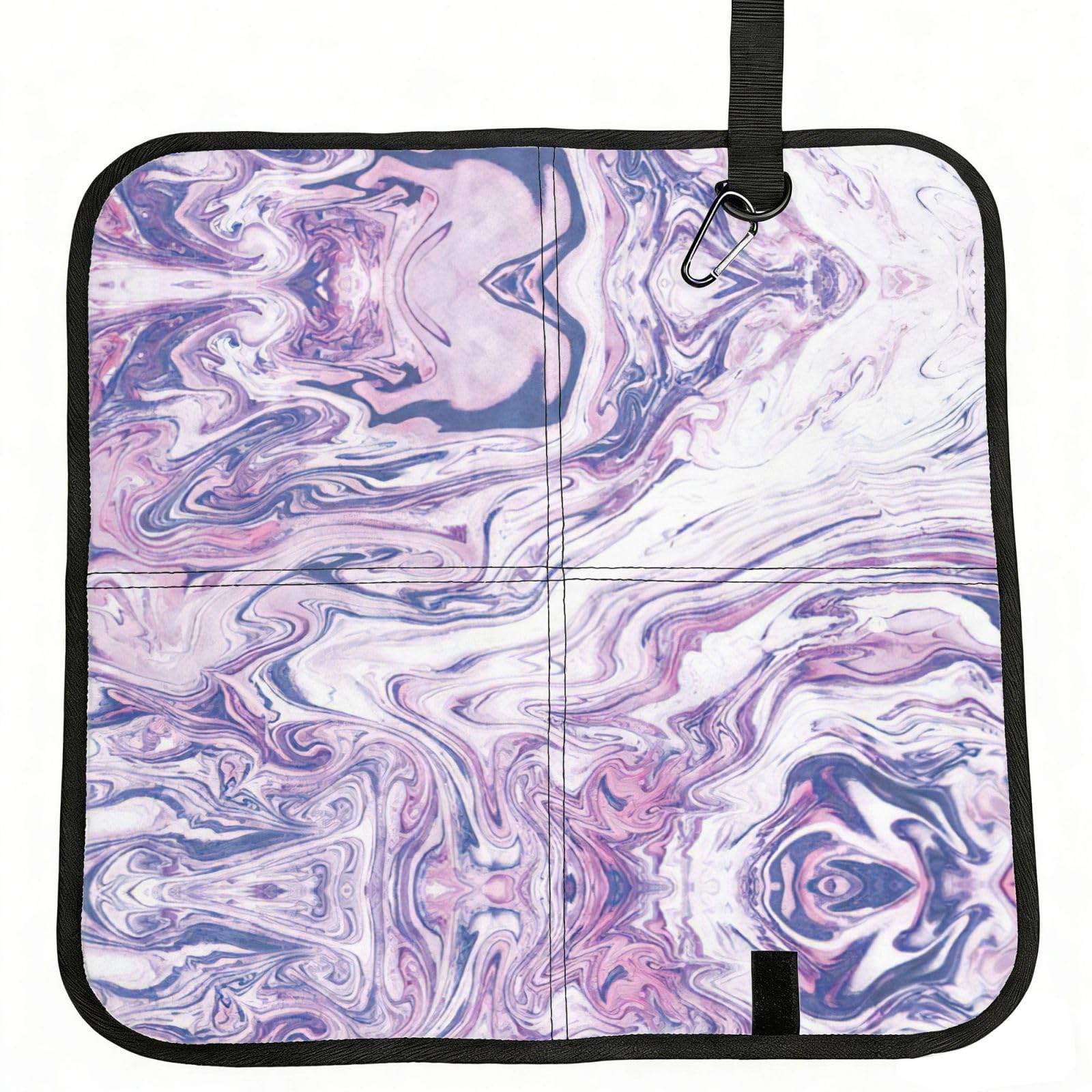 SDEGTHO Dark Purple Texture Marble Print Padded Seat Pad Folding Cushion Waterproof Bench Mat Portable Outdoor Rest Mat 15.8"