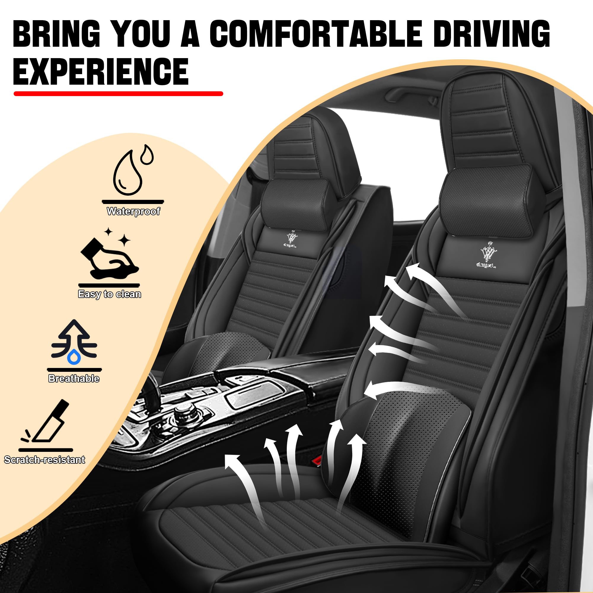 Car Seat Cover for Ford Escape 2000-2026 Full Coverage Nappa Leather Car Seat Protector Fashion Anti-Slip Waterproof Breathable — view 2