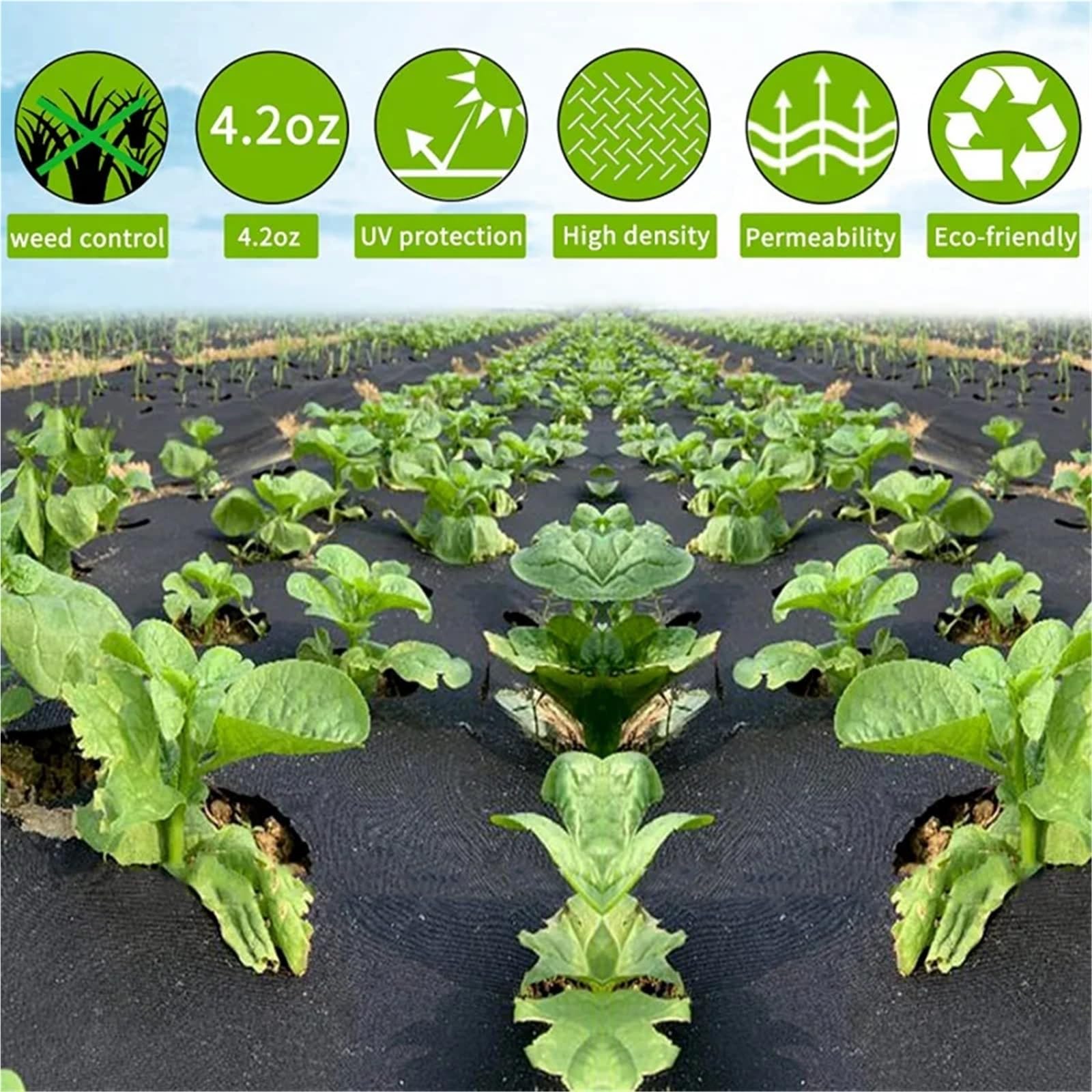 Telo Pacciamatura Tessuto barriera Anti-Erbacce da Giardino in Tessuto Non Nero Resistente for Prato e permeabilità all'Acqua di Controllo | 80CMX1000CM