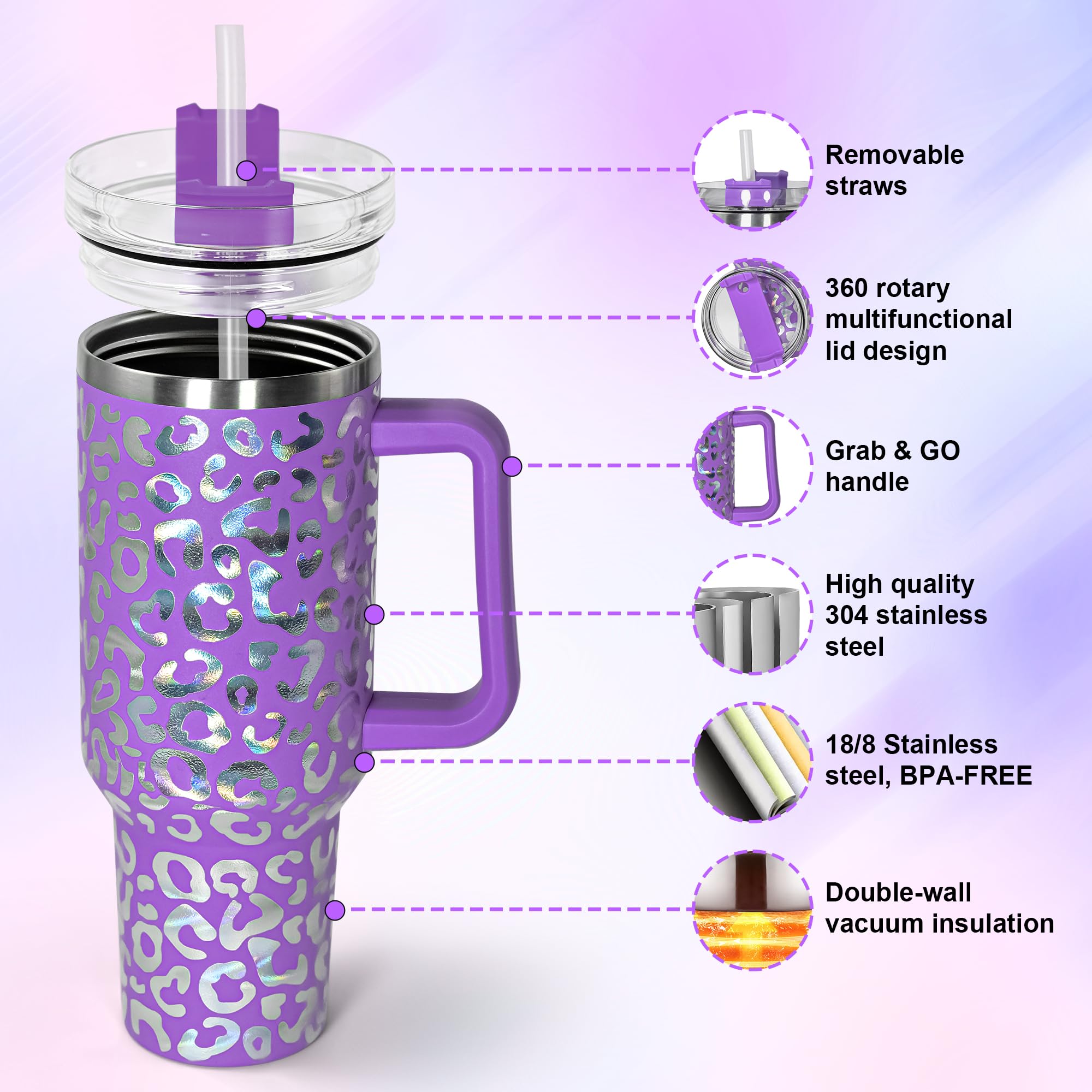 sweet grain Mug Isotherme avec Paille et Poignée 1.2L, Tasse à Café Acier Inoxydable à double paroi, Isolée Tasse Isotherme, Tasse Cafe Voyage