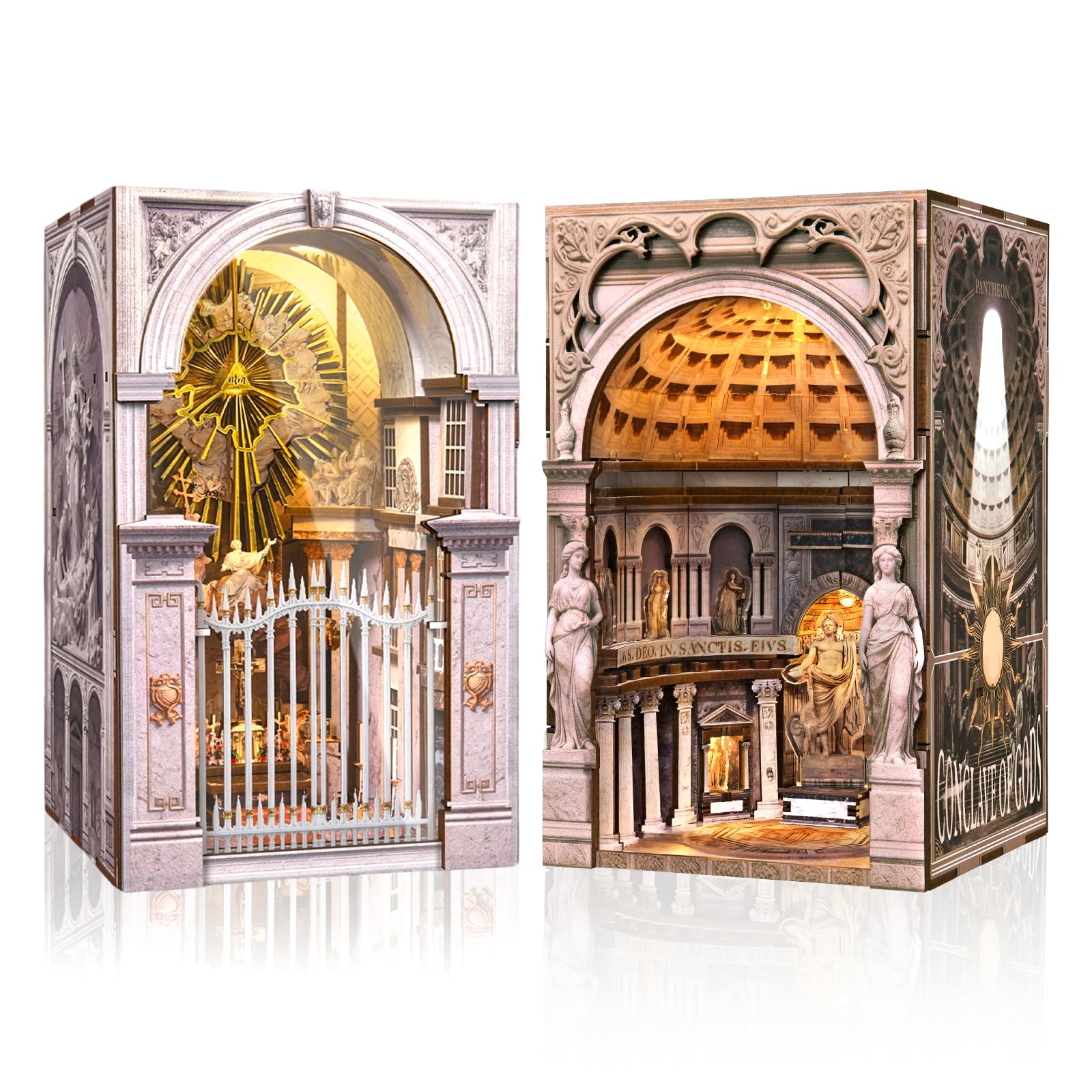 MiniCity 2Pcs Book Nook Kit, DIY 3D Wooden Puzzle Set
