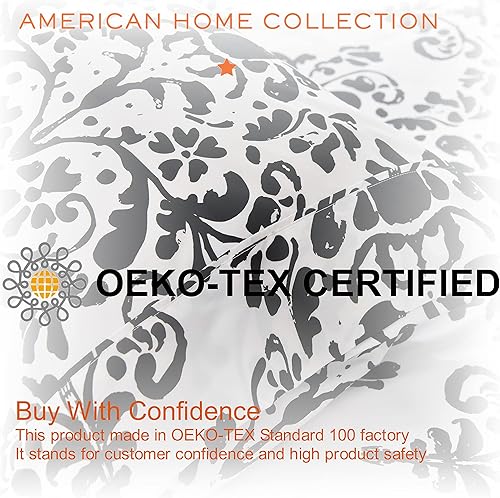 Miniatura 4 de American Home Collection Juego de sábanas y fundas de almohada estampadas de 4 piezas de microfibra cepillada, sin arrugas, 14 pulgadas de
