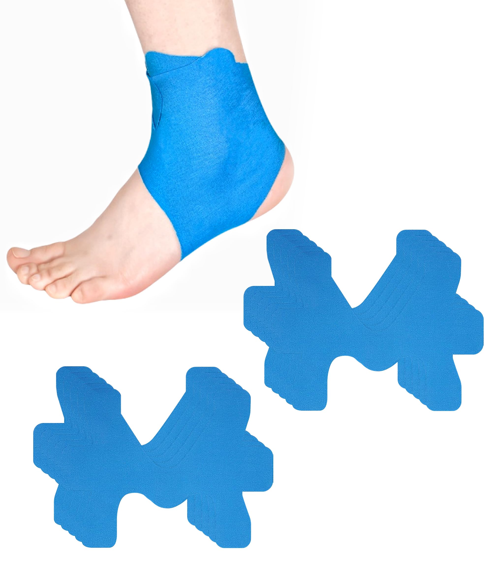 Precut - Cinta de kinesiesio para tobillo, 10 unidades, cinta de kinesiología para el tobillo, apta para la piel con perfecta comodidad, resistente al agua