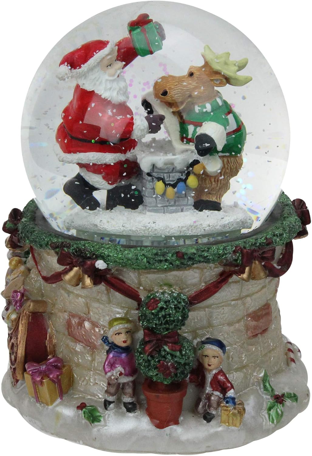 LED Lighted Santa and Reindeer Musical Christmas Snow Globe - 5.75"