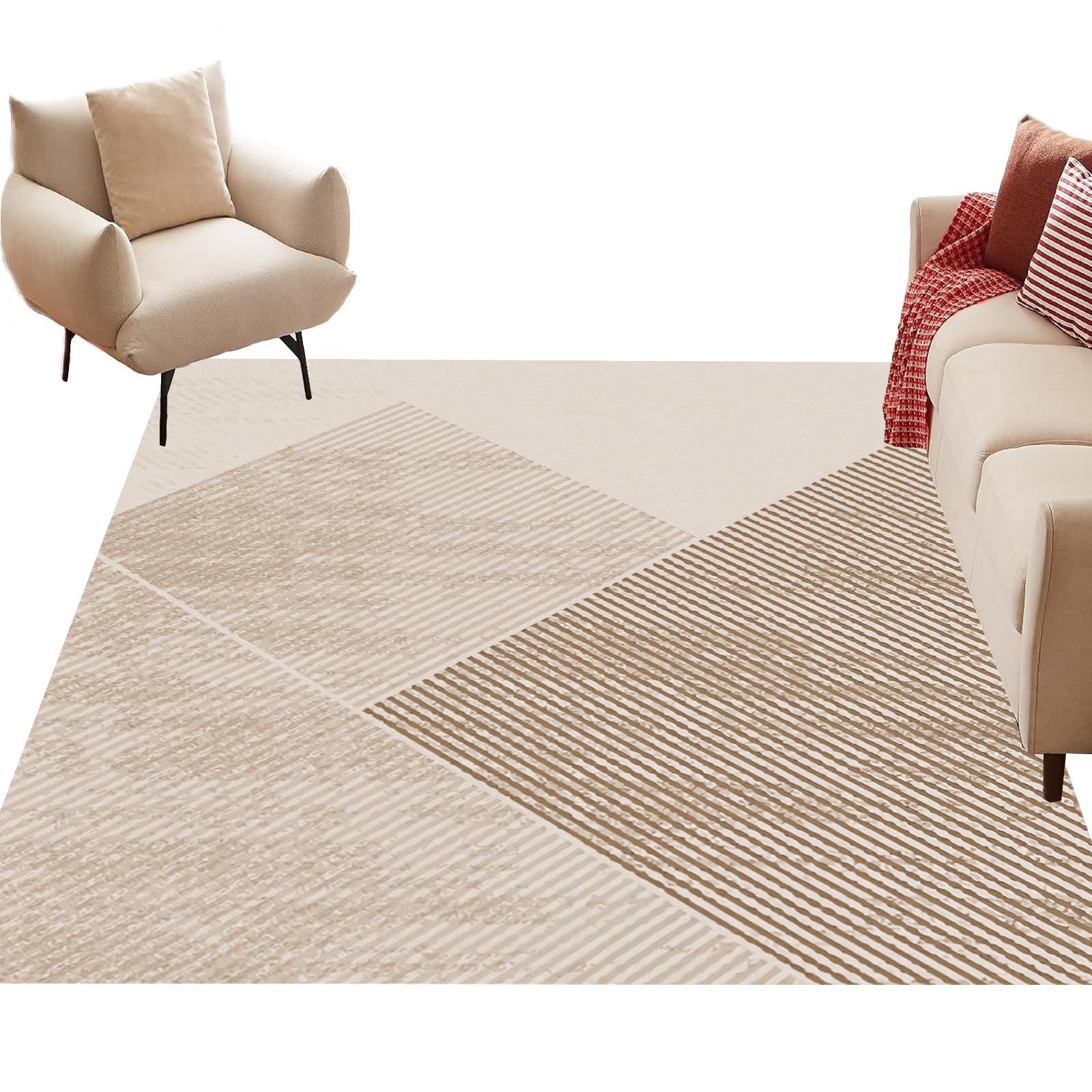 Tapis salon décoration à poils ras pour éviter la poussière et habiller un grand séjour