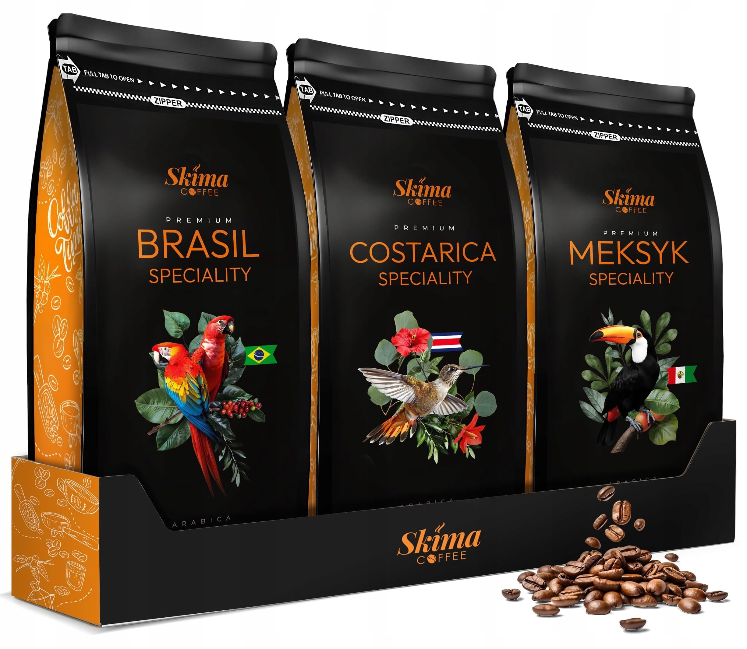 Kawa ziarnista 1kg x3 BRAZYLIA/KOSTARYKA/MEKSYK SPECIALITY ARABICA