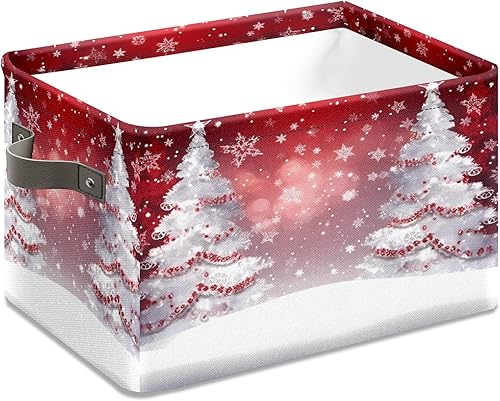Miniatura 3 de Cesta de almacenamiento plegable de Navidad, impermeable, muñeco de nieve, árbol de Navidad, copo de nieve, camión, 10 x 14 x 8 pulgadas (10.2 x