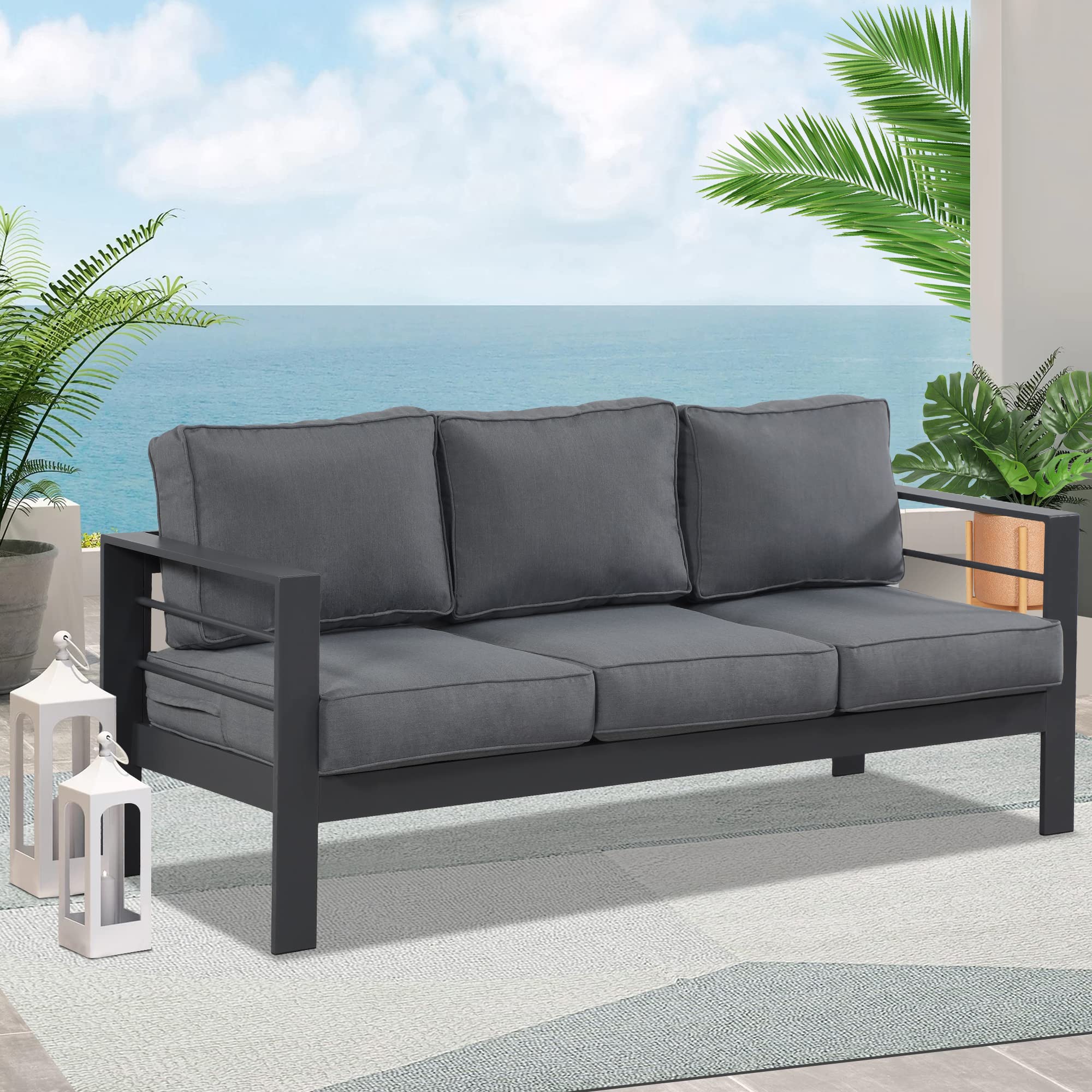 Wisteria Lane Patio Furniture Aluminum Sofa, AllWeather Outdoor 3