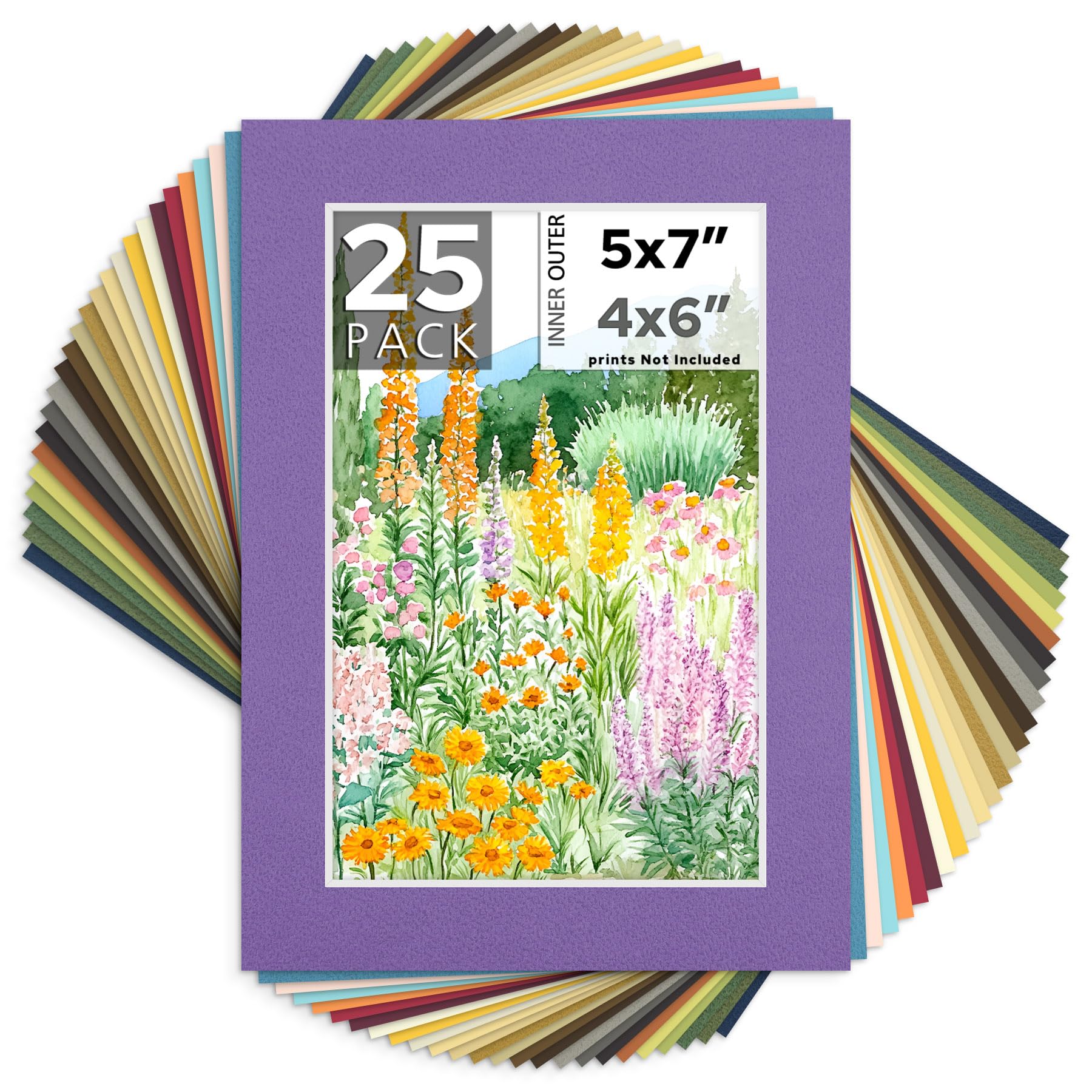Mat Board Center, Pack of 25, 5x7 for 4x6 Mixed Color Photo Picture Mats - Acid Free, 4-ply Thickness, White Core - for Pictures, Photos, Framing-picture-21