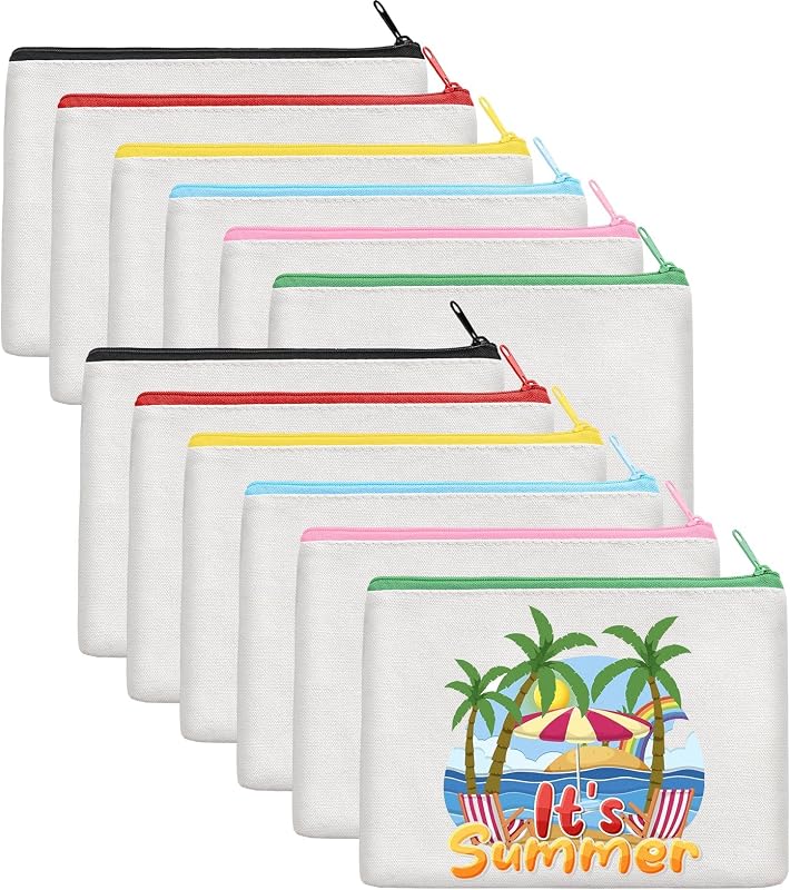 AMDAILY Pacote com 12 Necessaires de Tela de Algodão Branca para Maquiagem e Projetos DIY, 20,0 cm x 14,5 cm