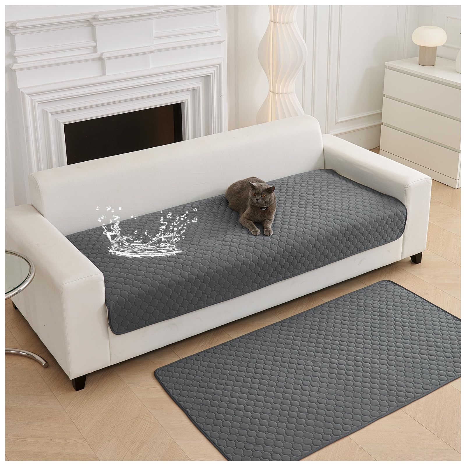 Extra Large Washable Dog Pee Pad- Washable puppy pads Instant Absorb Training Pads Non-Slip Pet Playpen Mat Cat litter tray liners for Puppy/Senior Dog Whelping Incontinence (Black,L(100×70cm))