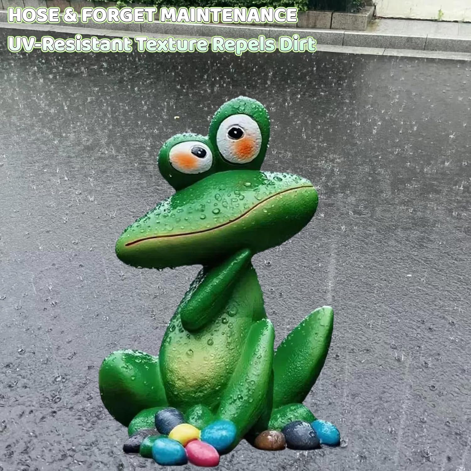Large Outdoor Sitting Frog Statue - 9" Cute Garden Decor for Yard, Resin Animal Sculpture for Patio & Backyard, Whimsical Fall Frog Garden Decor Gift - Image 3