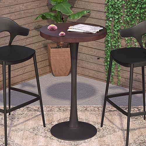 Miniatura 6 de SUNBURY Mesa de altura bistró, mesa de bar al aire libre, parte superior redonda de 39 pulgadas, moderna mesa de comedor con mesa de hormigón, pata