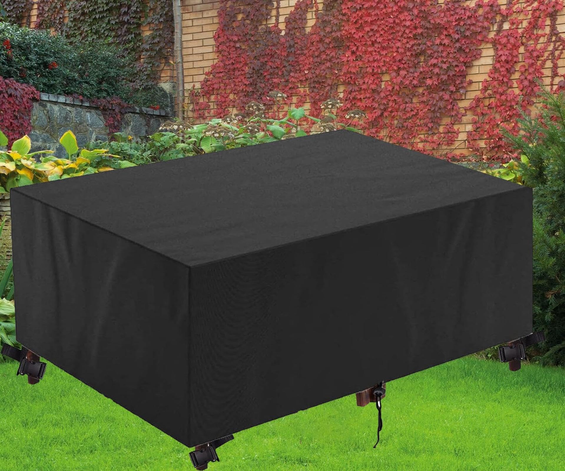 Pvpqpr Black Large Outdoor Garden Furniture Covers Waterproof 180X75x85cm(Lxwxh) Patio Table Covers Waterproof Rectangular Outdoor Sofa Cover 420D Oxford Fabric,Windproof,Anti-Uv