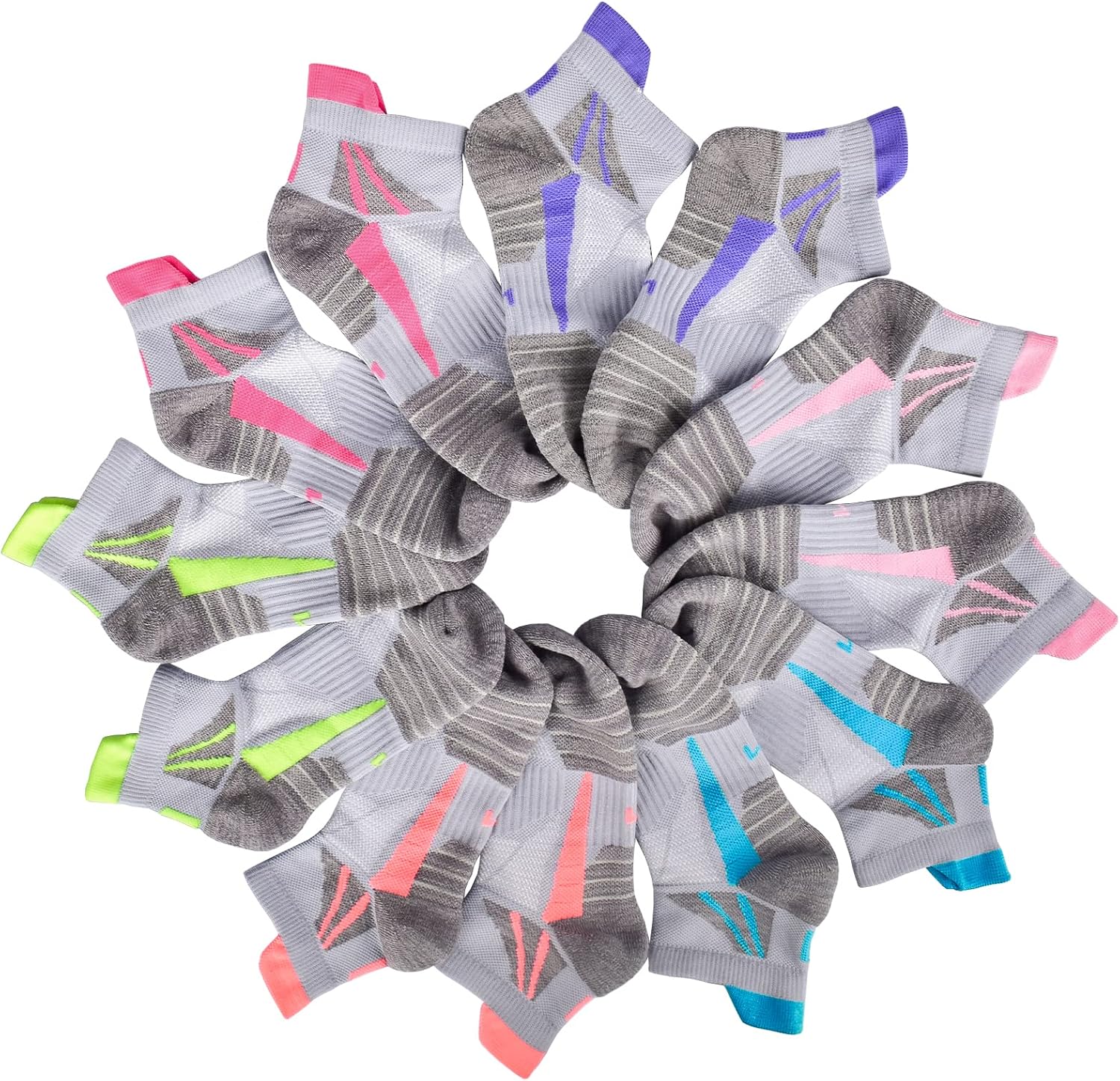 J.WMEET Womens Ankle Socks Athletic Cushioned Breathable Performance Sport Tab Cotton Quarter Women's Running Socks 6 Pack - Image 6