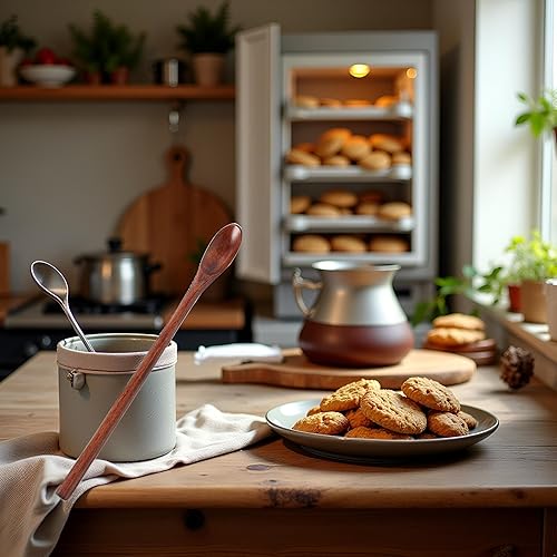 Miniatura 3 de Cuchara de miel, cucharas de madera, cuchara de mango largo, cuchara de café, cucharas de té, cucharas de cocina para cocinar accesorios de café, 6