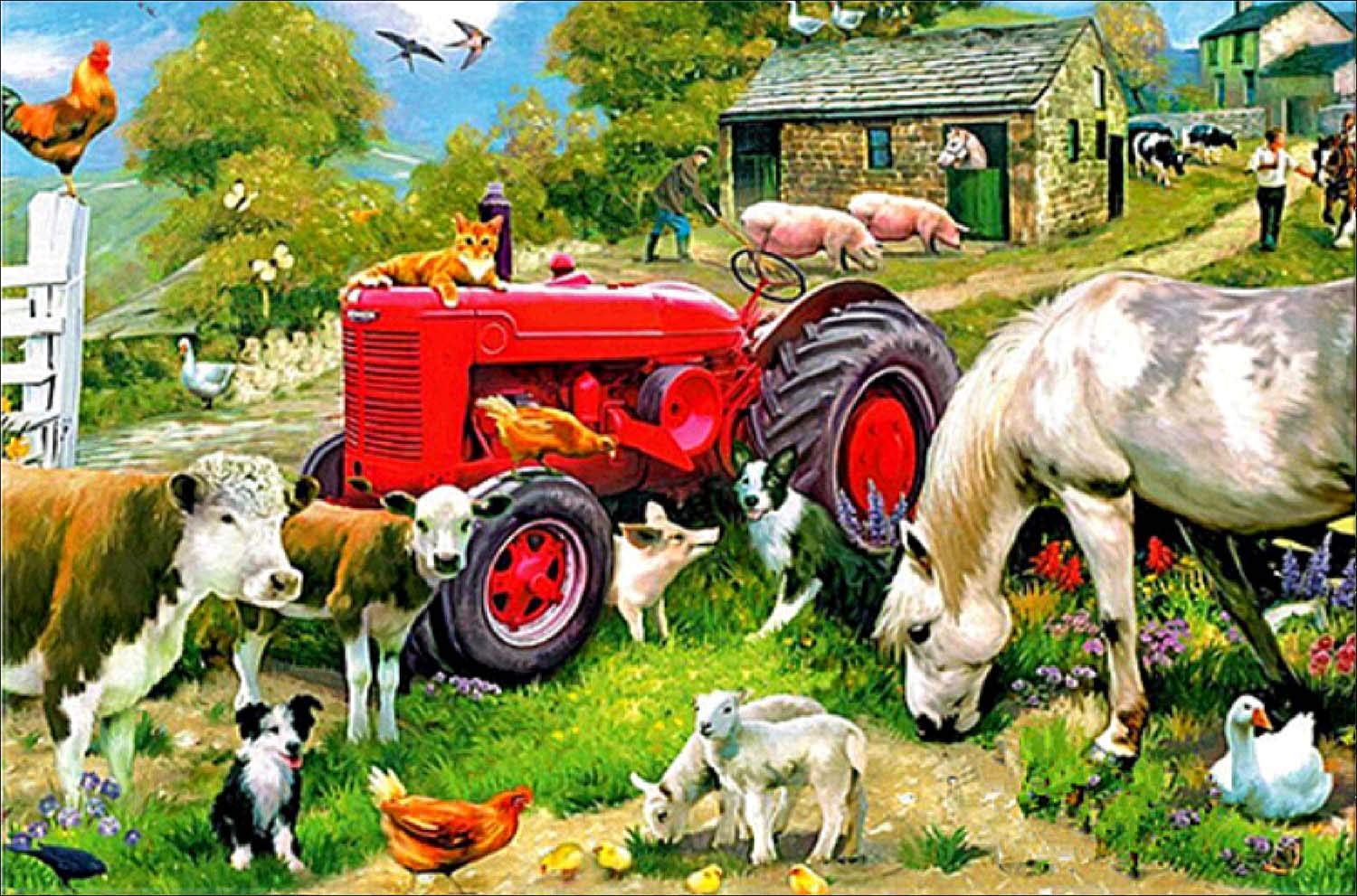 Reofrey Various Colors Associated With Farms, Tractors, And Farm Animals 5D Diamond Painting Kits For Adults Farm Animals Tractor Full Drill, Paint With Diamonds Art Rhinestone Embroidery Cross Stitch Craft Decor (40X50 Cm/ 16X20 Inch)