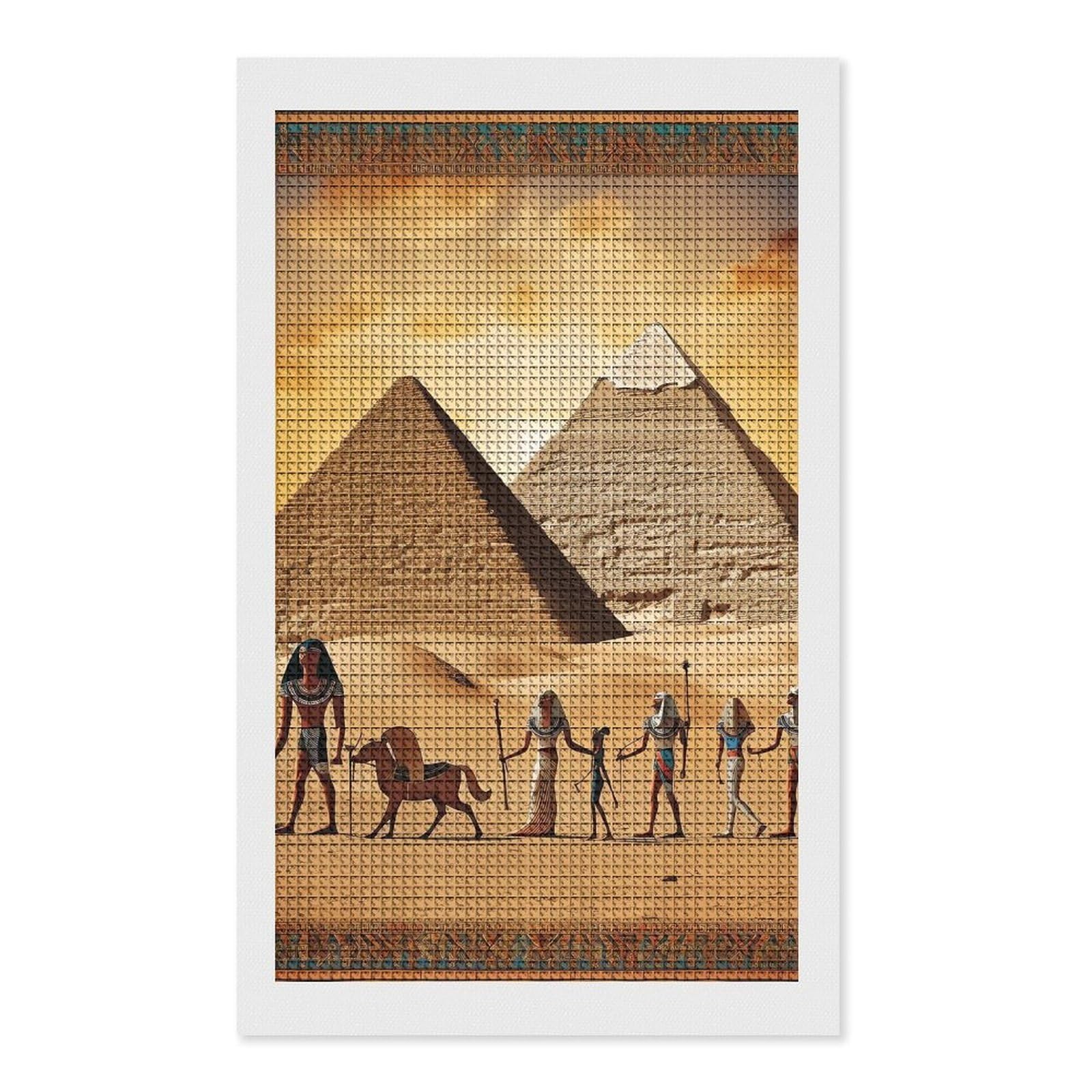 Ancient Egypt Diamond Art Kits for Adults, DIY 5D Diamonds Painting Kits for Beginner, Round Full Drill Diamond Dots Painting, 12"x20" Diamonds Pictures Gem Art and Crafts Wall Decor