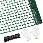 PotatoLife Plastic Mesh Fence Safety Fence, 4'x100' Roll with 100 Zip Ties, Resuable Temporary Netting for Garden Fencing, Construction, Snow Fencing, Animal Barrier, Poultry, Deer, Patio, Green