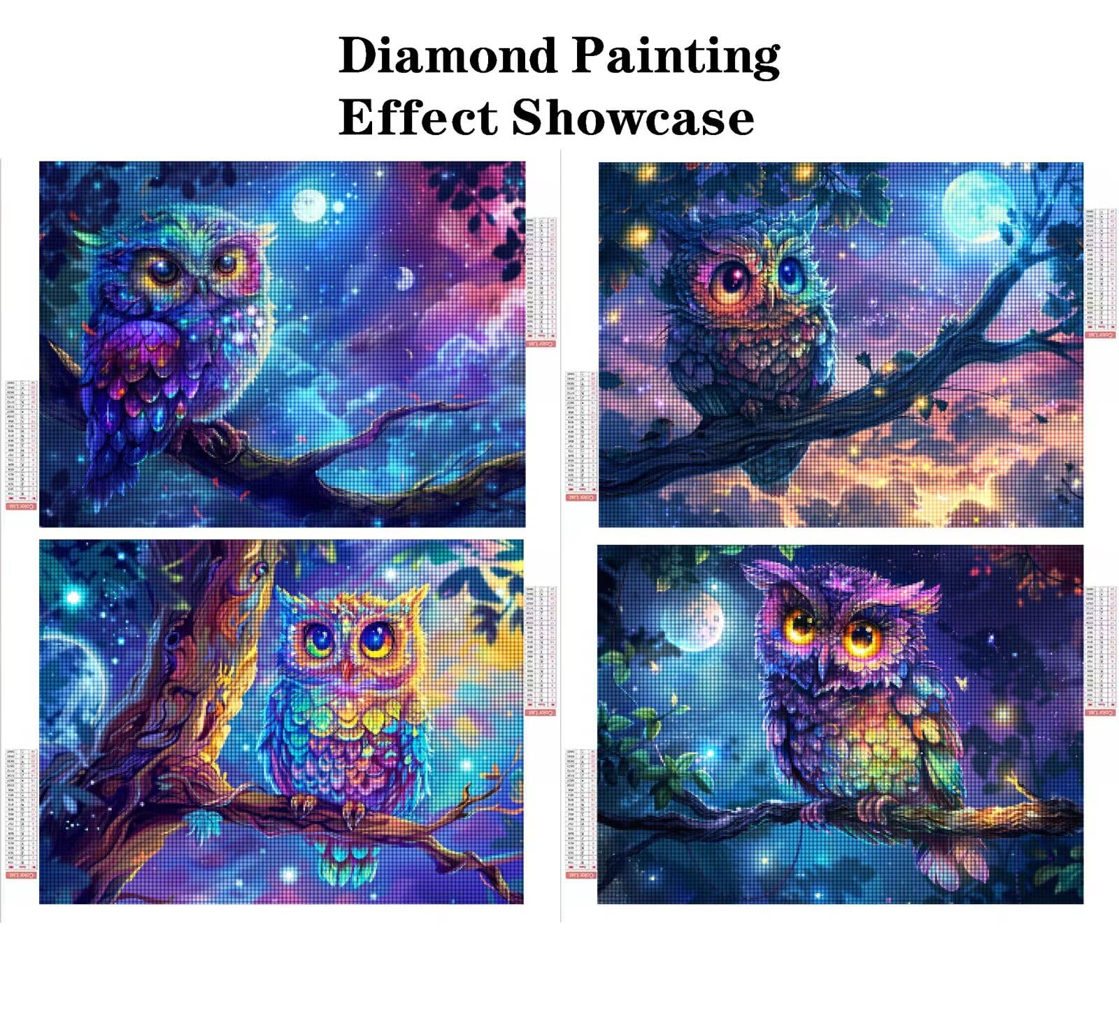 Malowanie diamentami Sowa 70 x 50 cm Kwadratowy obraz diamentowy 4 sztuki 2026 Nowy DIY 5D Zestawy do malowania diamentami z akcesoriami, prezenty świąteczne, dekoracje świąteczne i Nowy Rok i Święty