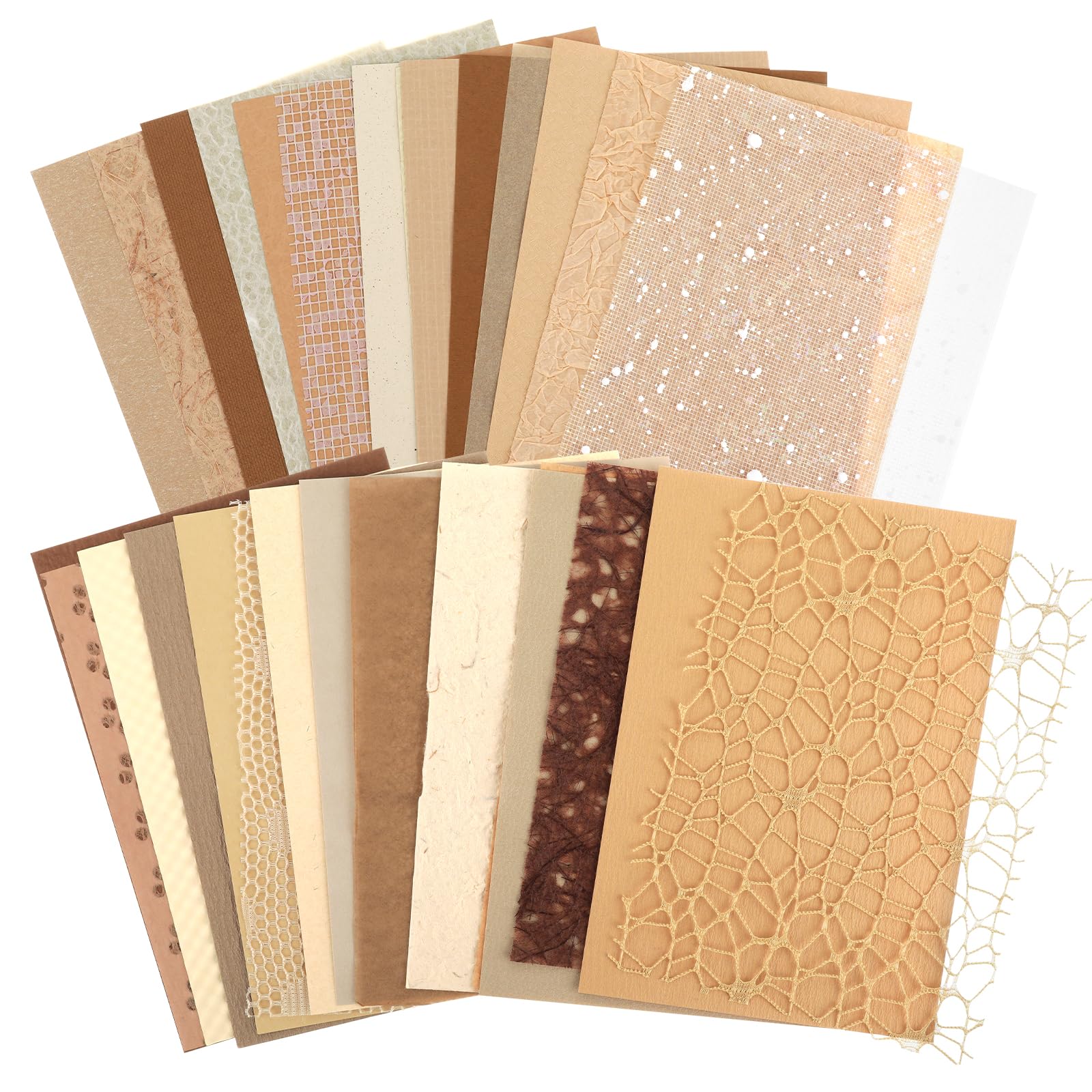 30 Pcs Textured Paper for Crafting Handmade Textured Scrapbook Paper Sheets Morandi A5 Sheet Decorative Craft Aesthetic Paper Snow Dot Mesh Fabric Embossed Mulberry Paper Mix Scrapbooking Supplies