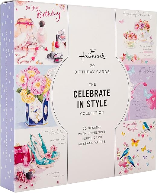 Hallmark Birthday Cards - Multipack of 20 in 20 Floral Designs