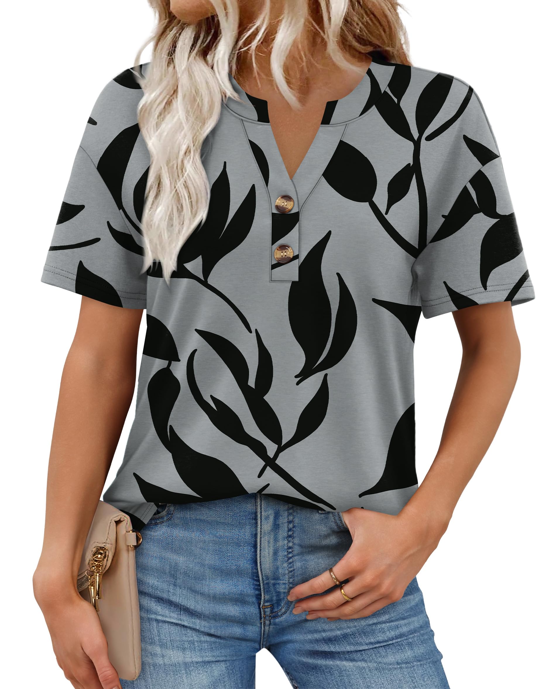 Womens Short Sleeve Tops Dressy Casual V Neck Oversized Summer Trendy Shirts Business Work Blouses