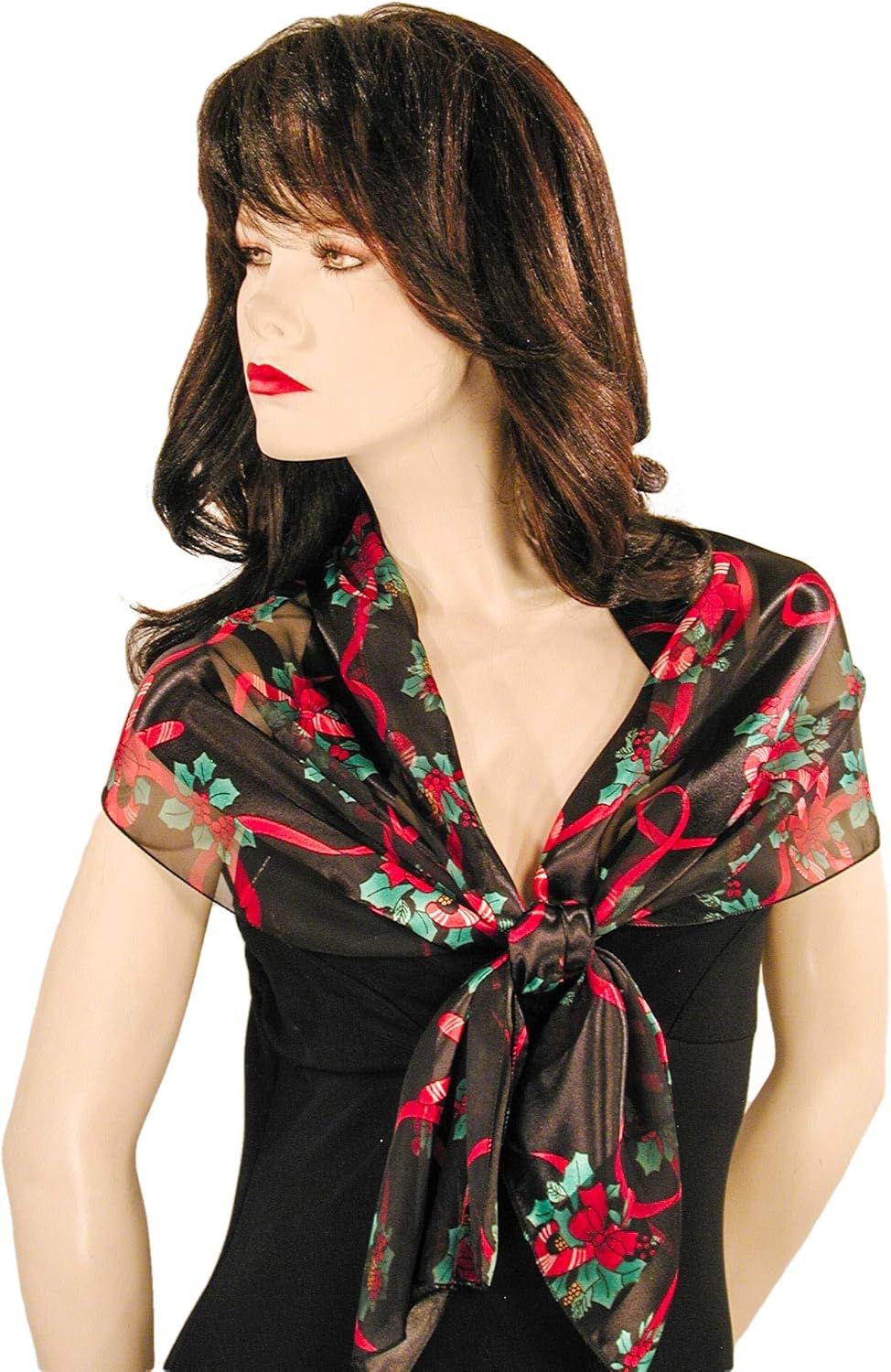 Candy Canes, Holly and Ribbons Christmas Holiday Scarves with Gift Box Option - Image 5