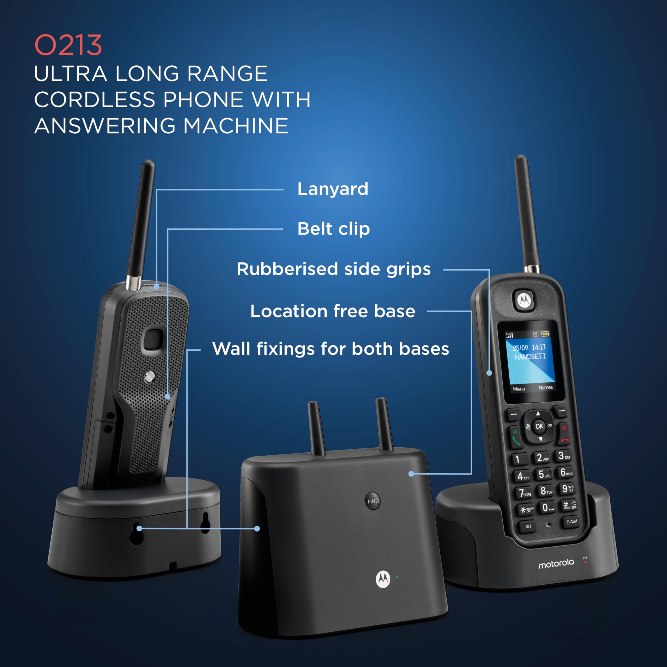 Motorola O213 DECT 6.0 Uzun Menzilli Kablosuz Telefon - Ev ve Ofis