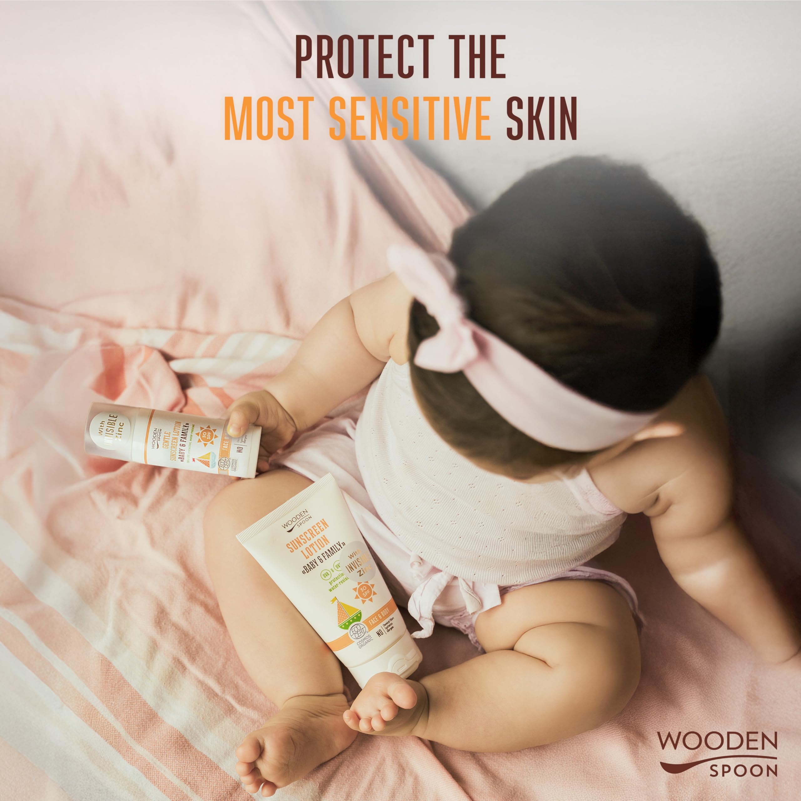 Wooden Spoon Crème Solaire Bio Bébé et Famille SPF 30 – 100% Naturelle, Zinc Invisible, Sans Trace Blanche, Hypoallergénique, Vegan, Résistante à l’Eau – 150 ml
