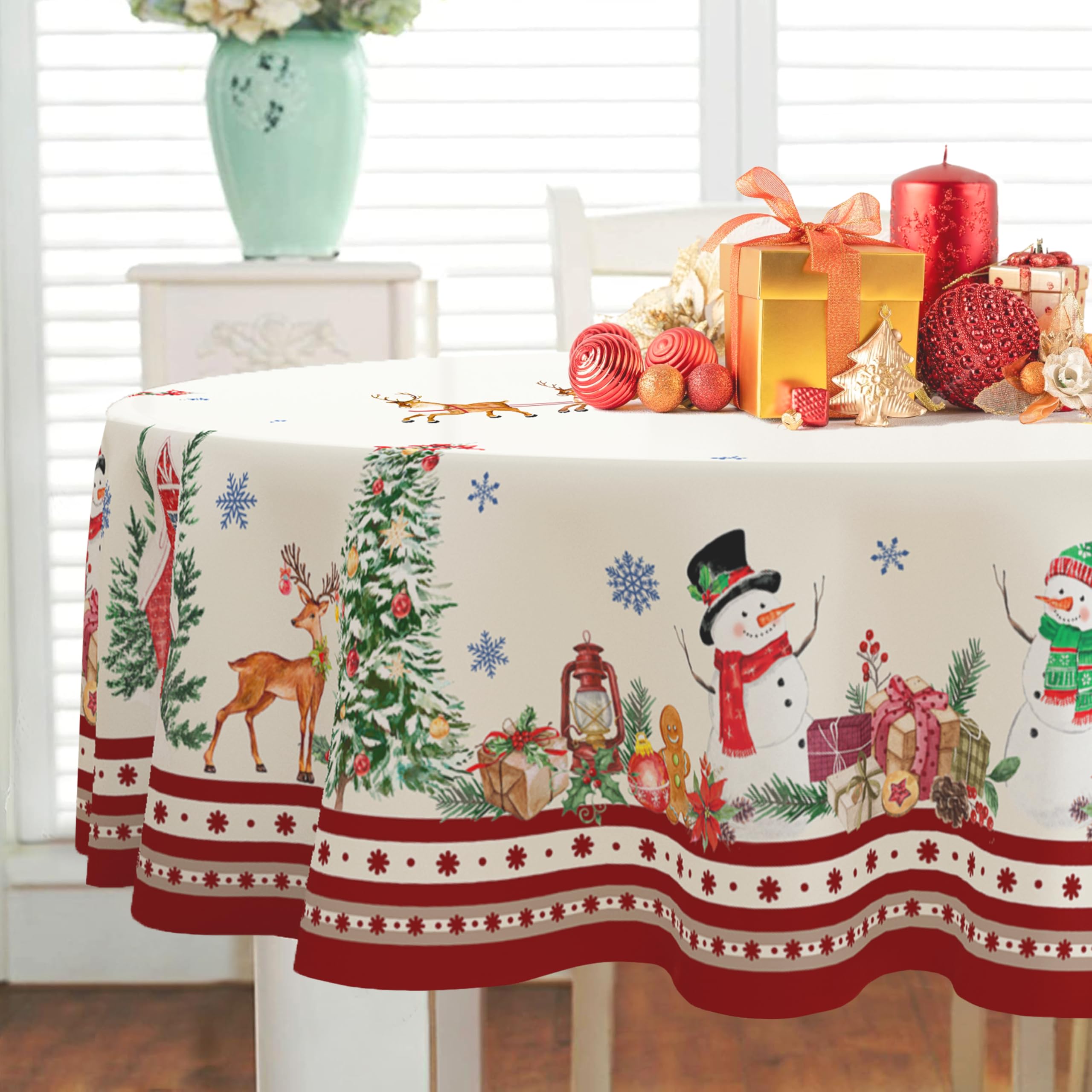 Amazon.co.jp: 楕円形クリスマステーブルクロス、60 x 84インチ