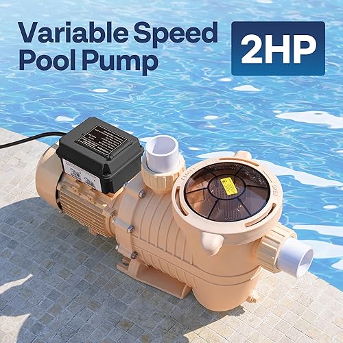 Miniatura 2 de VIVOHOME Bomba de piscina de velocidad variable de 115 V, ahorro de energía autocebante, entrada de 1.5 pulgadas y 2 pulgadas con cesta coladora
