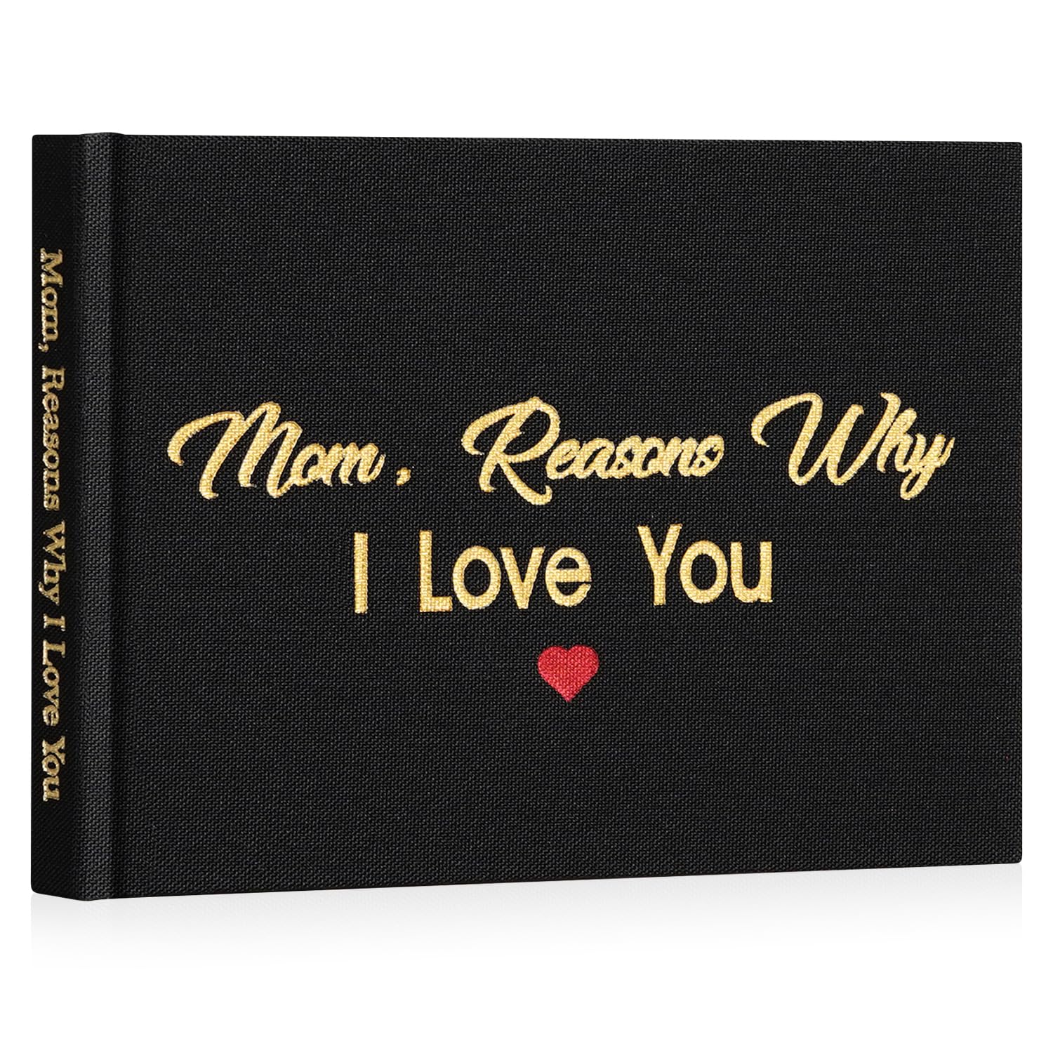 Miaikoe Reasons Why I Love Mom Fabric Book Fill-in-the-Blank Love Journal for Mom Birthday Mother's Day Christmas Gifts Stocking Stuffer for Mother Black