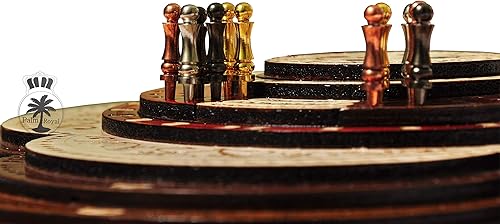 Miniatura 9 de PALM ROYAL HANDICRAFTS Juego de mesa redondo de madera de 4 pistas hecho con madera de sangre, madera de arce, palisandro y madera de teca. Juego de