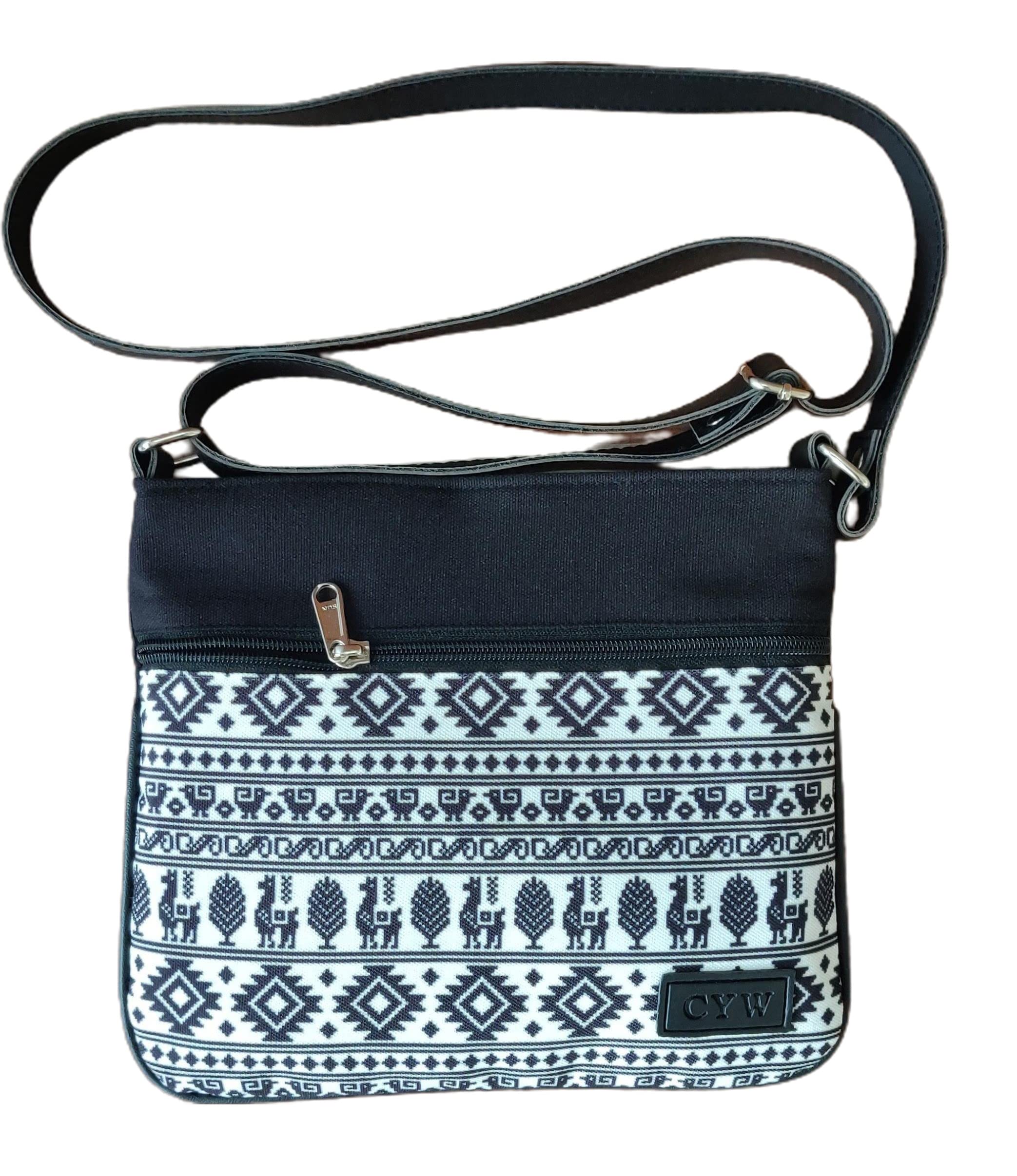CYW Womens Fashionable Poly Canvas Zippered Trendy Sling Bag for Girls (Multicolor) (B09W2ZVMZS) Amazon Price History, Amazon Price Tracker