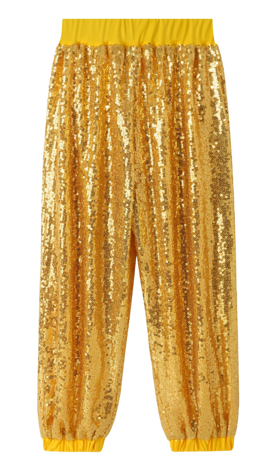 SEAUR Enfant Paillettes Pantalon De Danse Jazz Fille Garçons Pantalon De Fête Disco Party Ceinture Élastique 110-160=(104-158 UE)