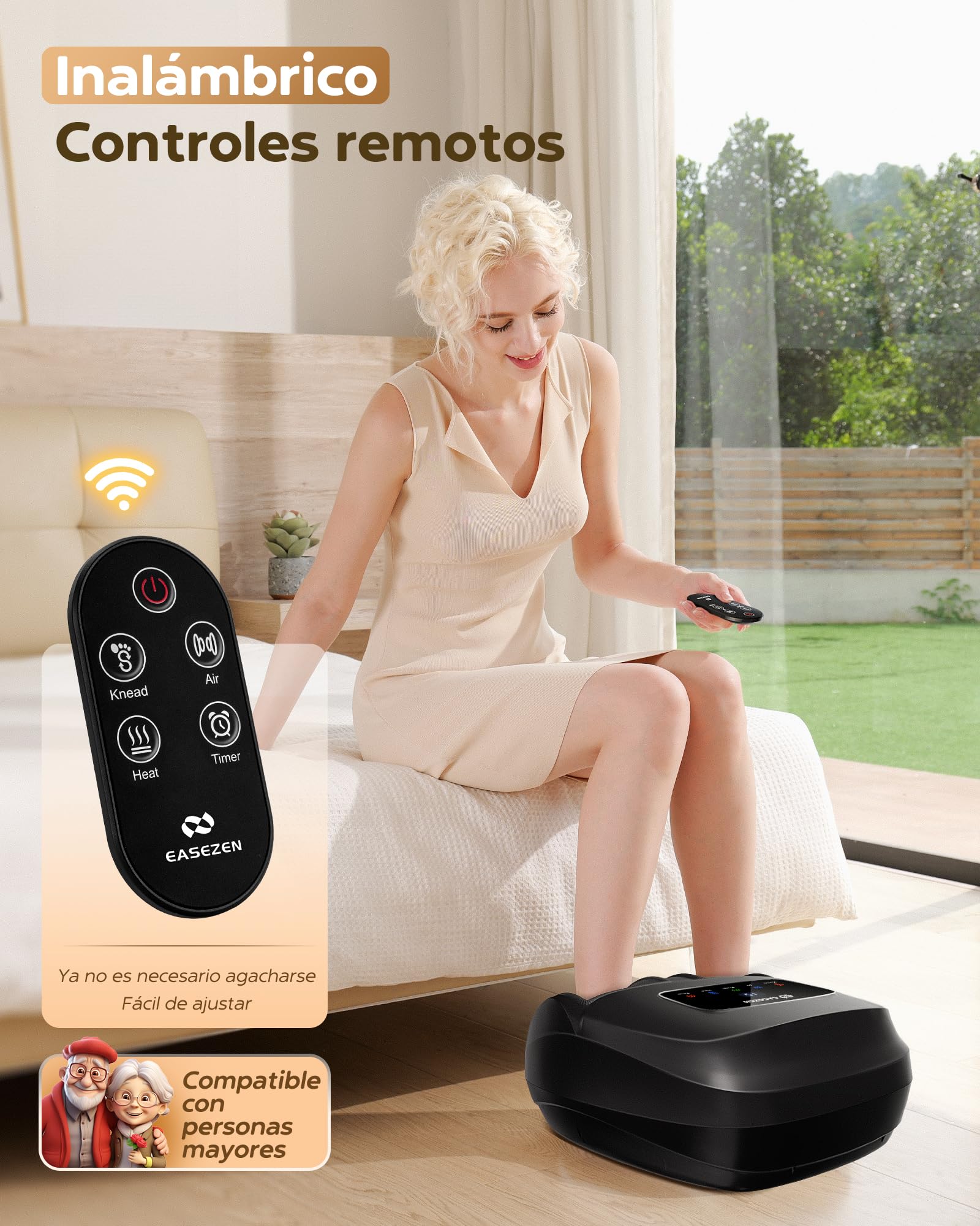 EaseZen Masajeador de Pies Shiatsu con Calor, Masajeador de Pies para Relajación con Mando a Distancia y Pantalla LCD, Regalo Perfecto para Ellos/Ellas/Madres/Padres, Adecuado hasta la Talla 48