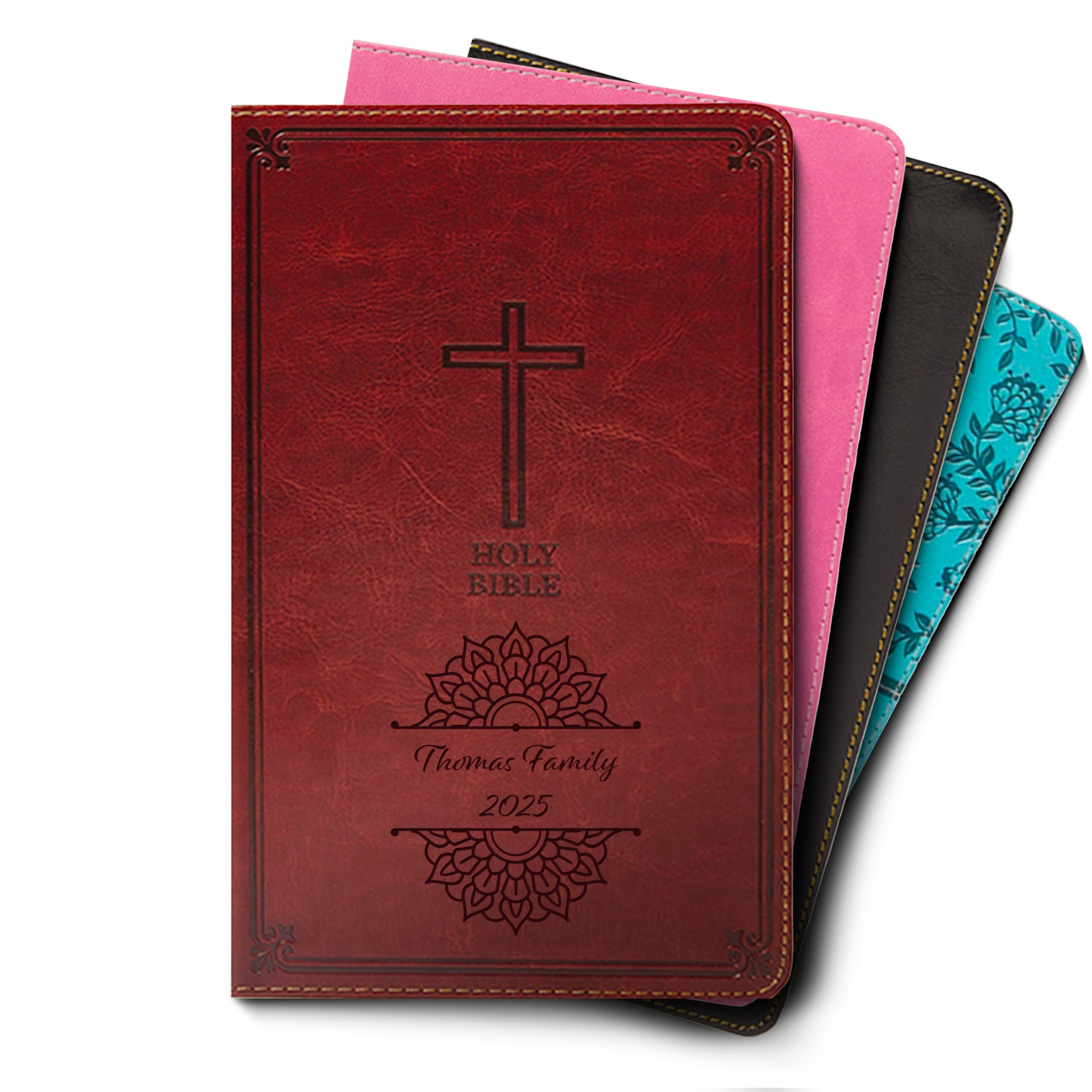 Hope Harbor Personalized Gift Bible with Custom Name Engraved, KJV, Auburn, King James Version, Red Letter Edition, Comfort Print, Faux Leather