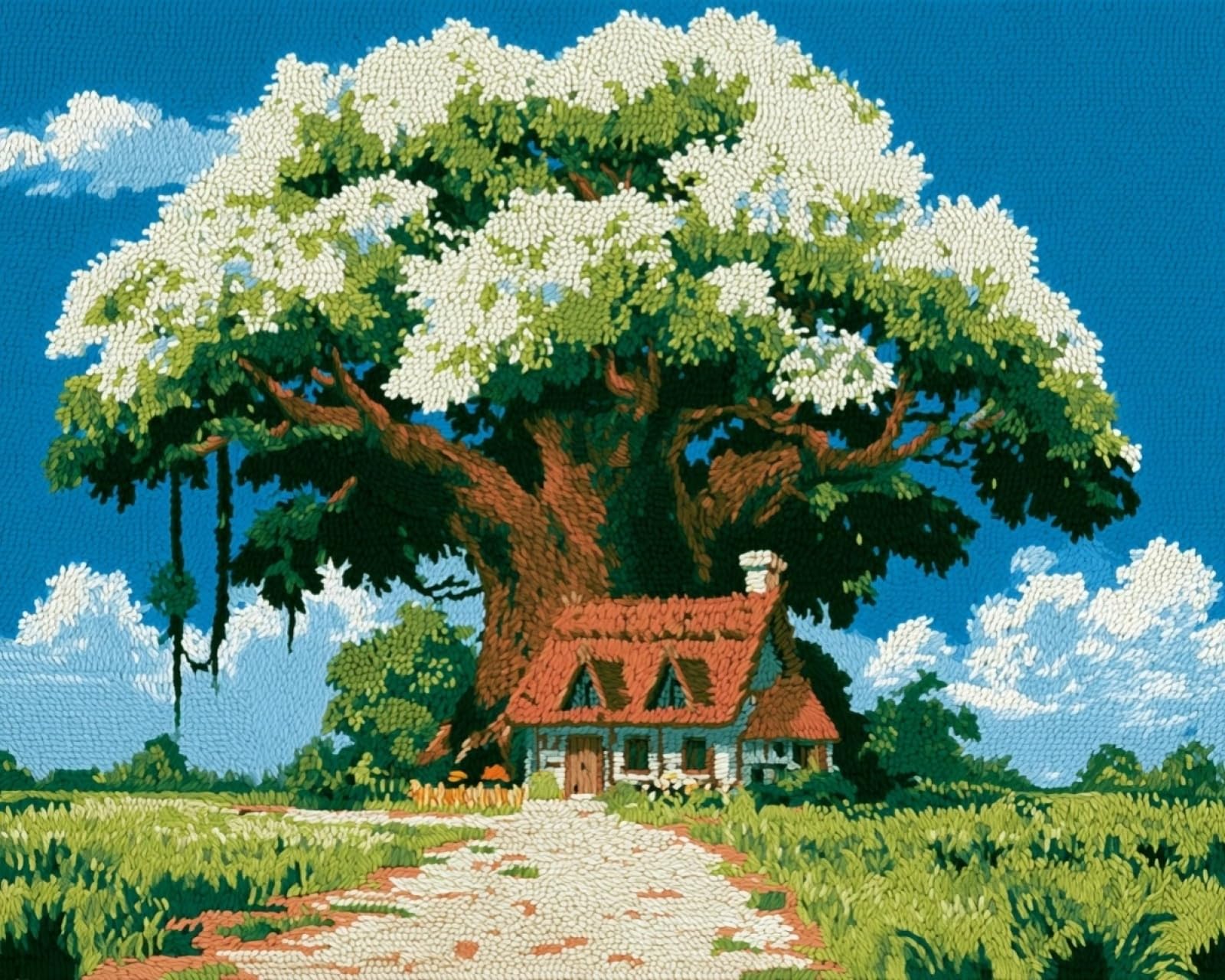 Latch Hook Rug Kits for Adults,The little house under the banyan tree