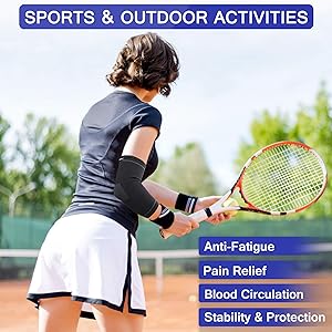 Protle Elbow Brace Compression Support Sleeve (Pair)Pain Relief & Inflammation from Tendonitis, Tennis, Golf Elbow, Arthritis. Provide Protection for Workout, Weightlifting, Tennis