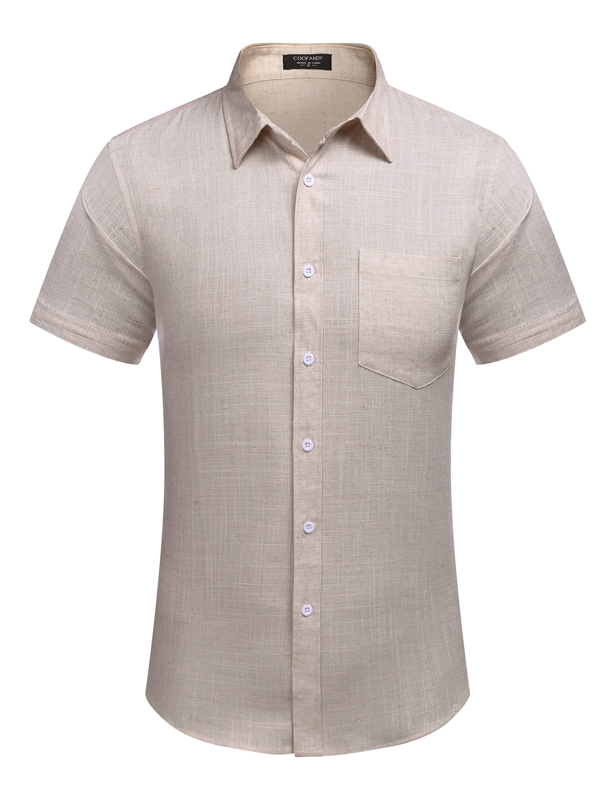 Snapklik.com : Mens Casual Linen Button Down Shirt Short Sleeve Beach ...