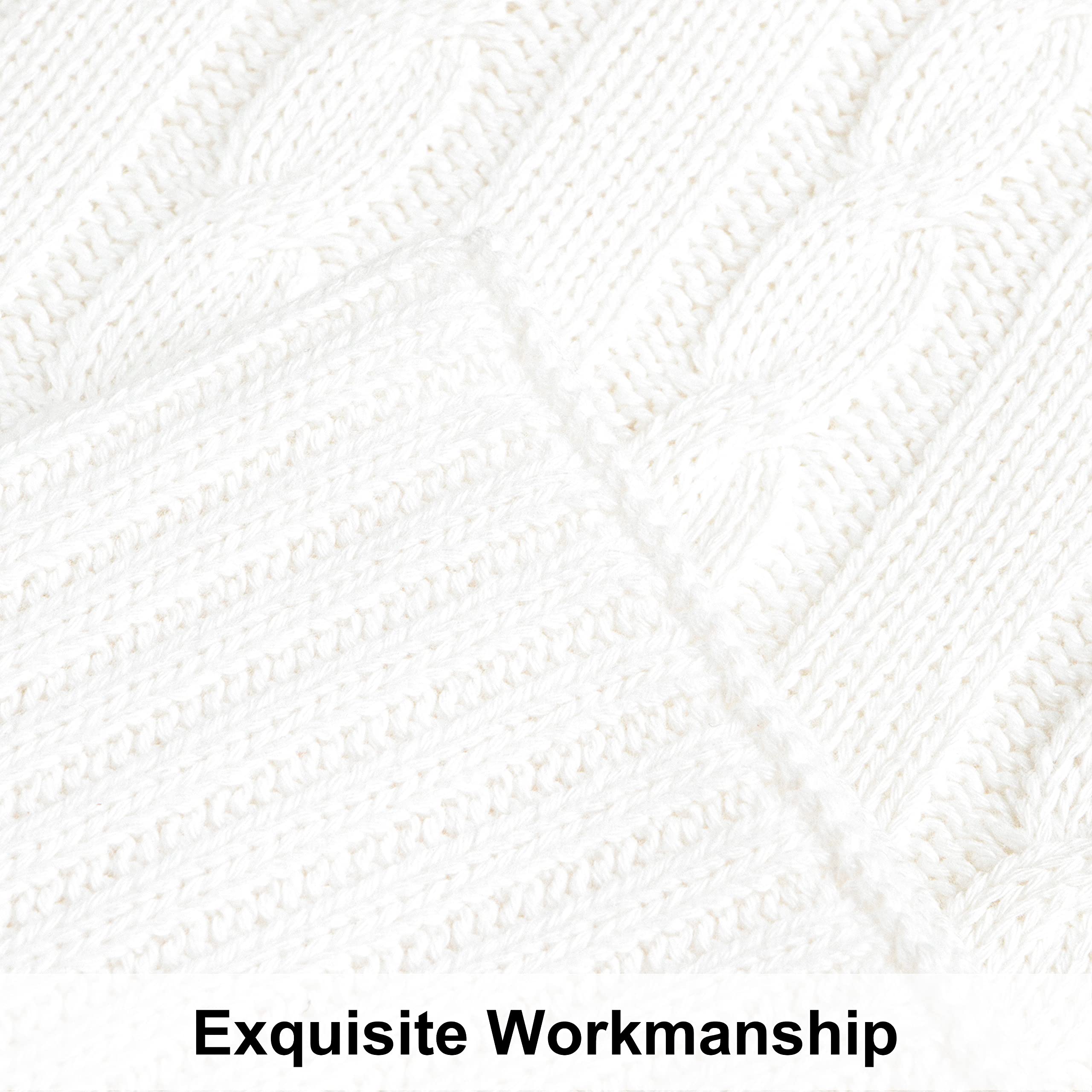 NTBAY Coperta in Maglia di Cotone, Coperta da Letto Multicolore Super Morbida e Calda, 130 x 170 cm, Bianco
