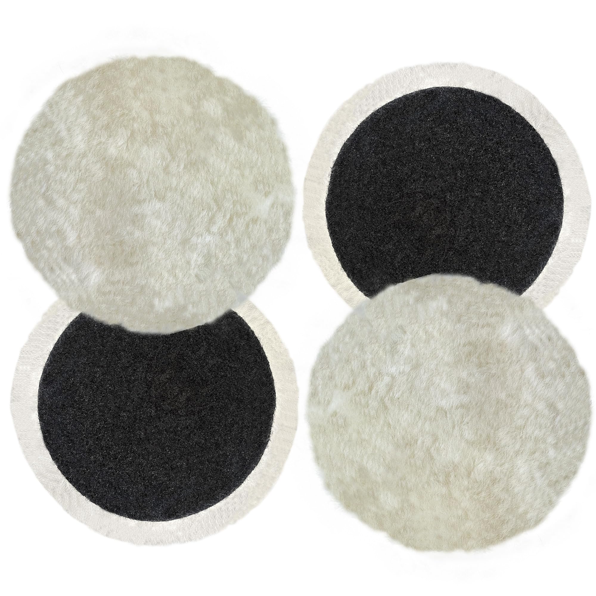 ZHYFC Wool Buffing Pads 6 Inch, 2 Pack Wool Buffing Pads with Hook & Loop Backing and Cleaning Spur Tool, Cutting and Polishing Pad Kit for Car and