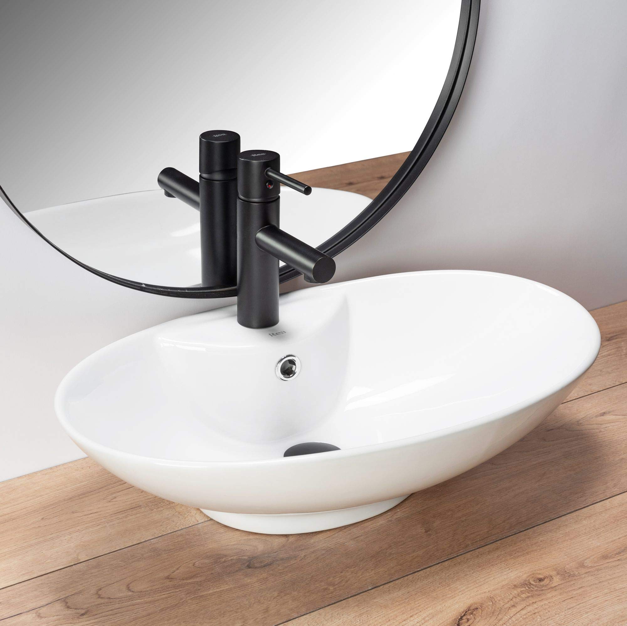 VBChome Waschbecken 59 x 39 cm Keramik Oval Waschtisch Handwaschbecken AUFSATZWASCHBECKEN WASCHSCHALE GÄSTE WC (RS2a)