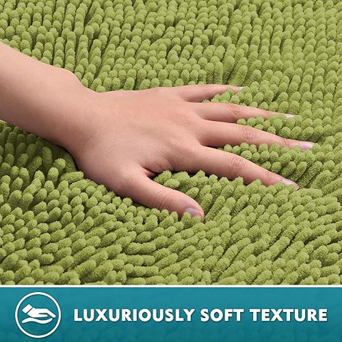 Miniatura 147 de Juego de 3 alfombras de baño extrasuaves y absorbentes, alfombras de baño de felpilla, alfombra de felpa antideslizante, juego de baño con alfombras