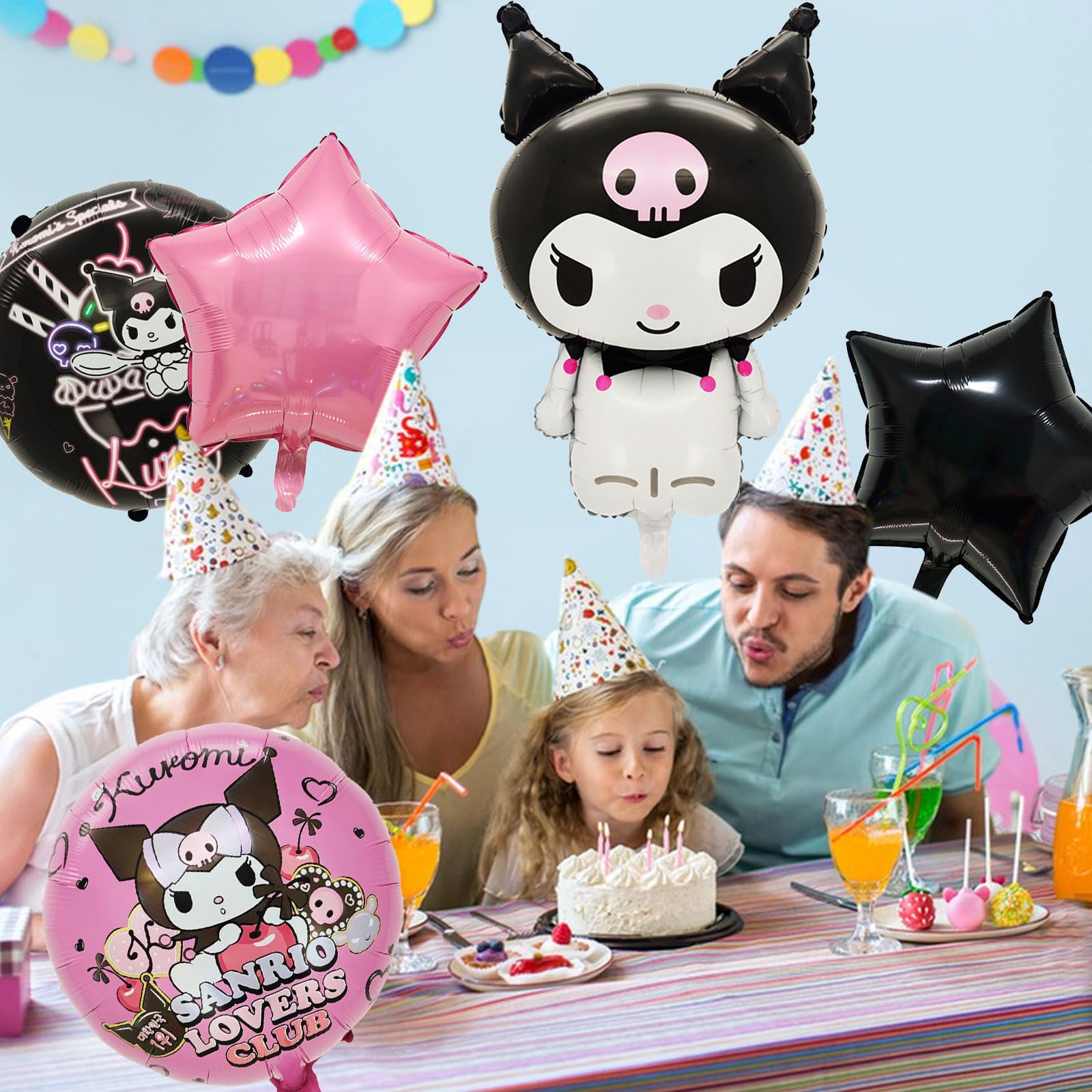 5pcs Palloncini Compleanno Kurom, Kurom Decorazioni Compleanno Bambina,Palloncini Kurom,Cartoon Palloncino Foil Adatto per Bambini