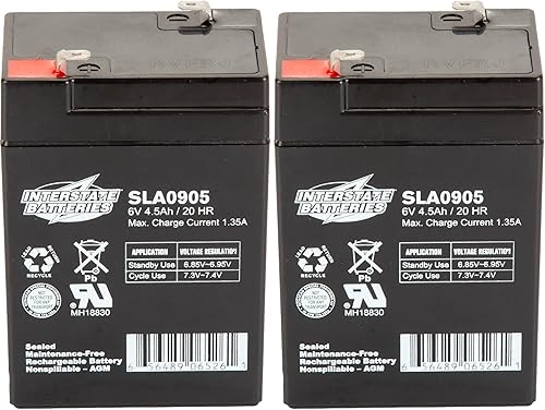 Interstate Batteries Batería recargable de 6 V 4.5 Ah (SLA0905) Monitor de presión arterial SLA AGM (terminal F1), medidor de oxígeno y pulso,