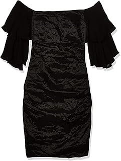 Women's Solid Techno Metal Strpless Ruffle SLV Dress - Buy now