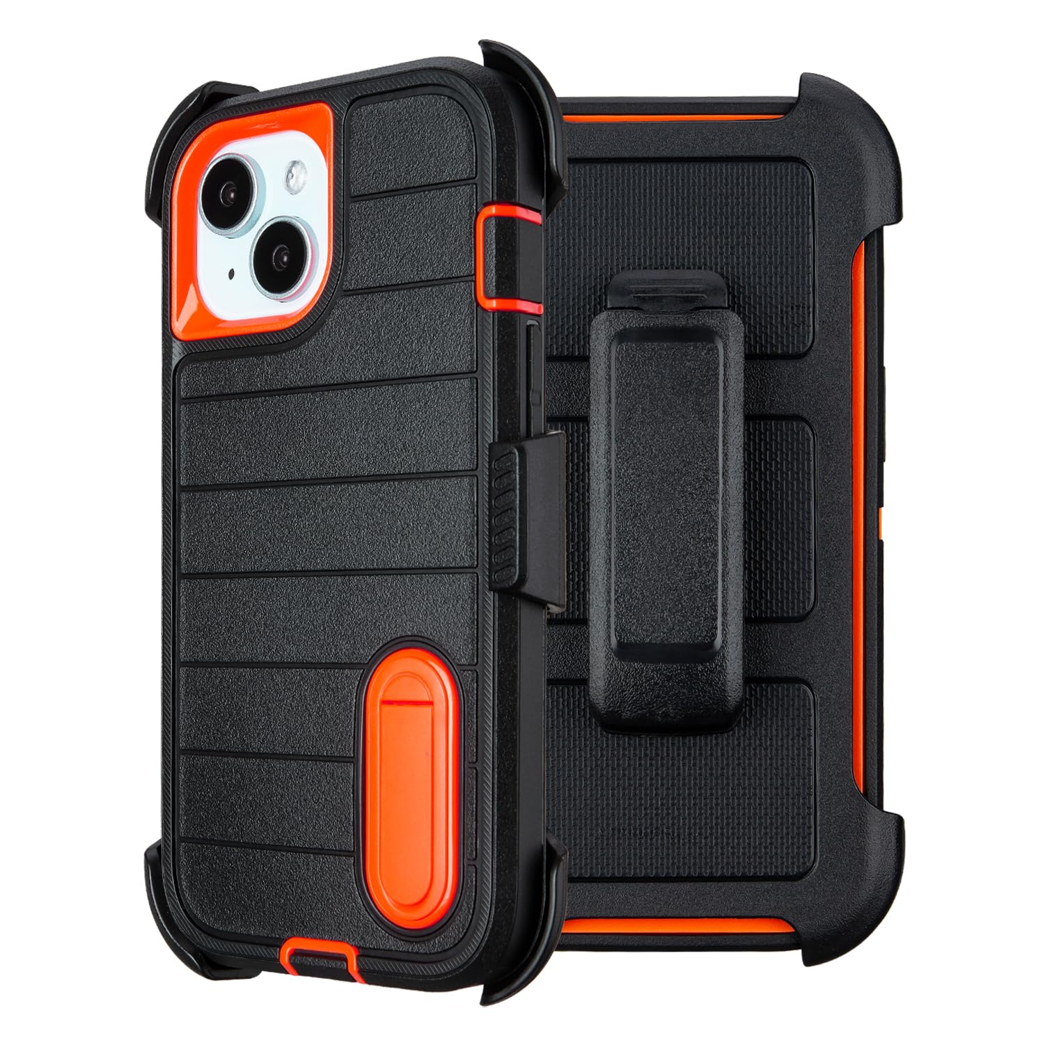 Yowtrey Case for iPhone 14 Case with Clip Belt, Heavy Duty Military Grade Drop iPhone 14 Cases Protective for iPhone 14Case Orange 6.1"(Black+Orange)